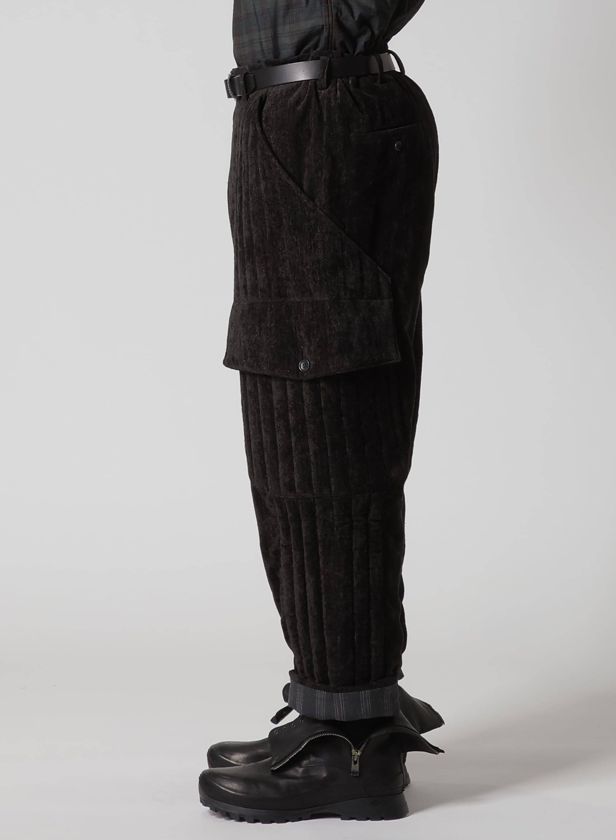 LINEN VELVET OUT POCKET PADDED PANTS