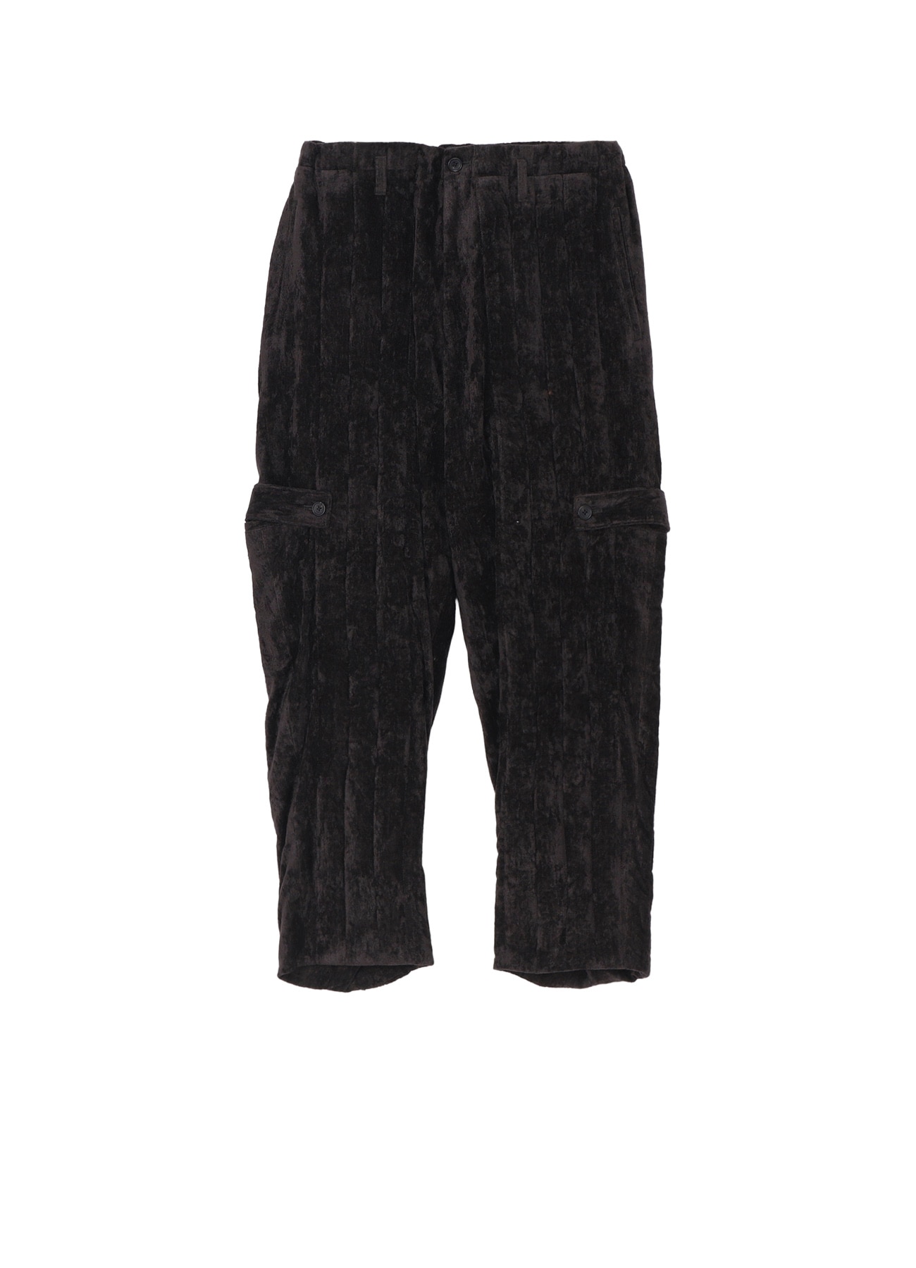 LINEN VELVET  TAB DETAIL PADDED PANTS