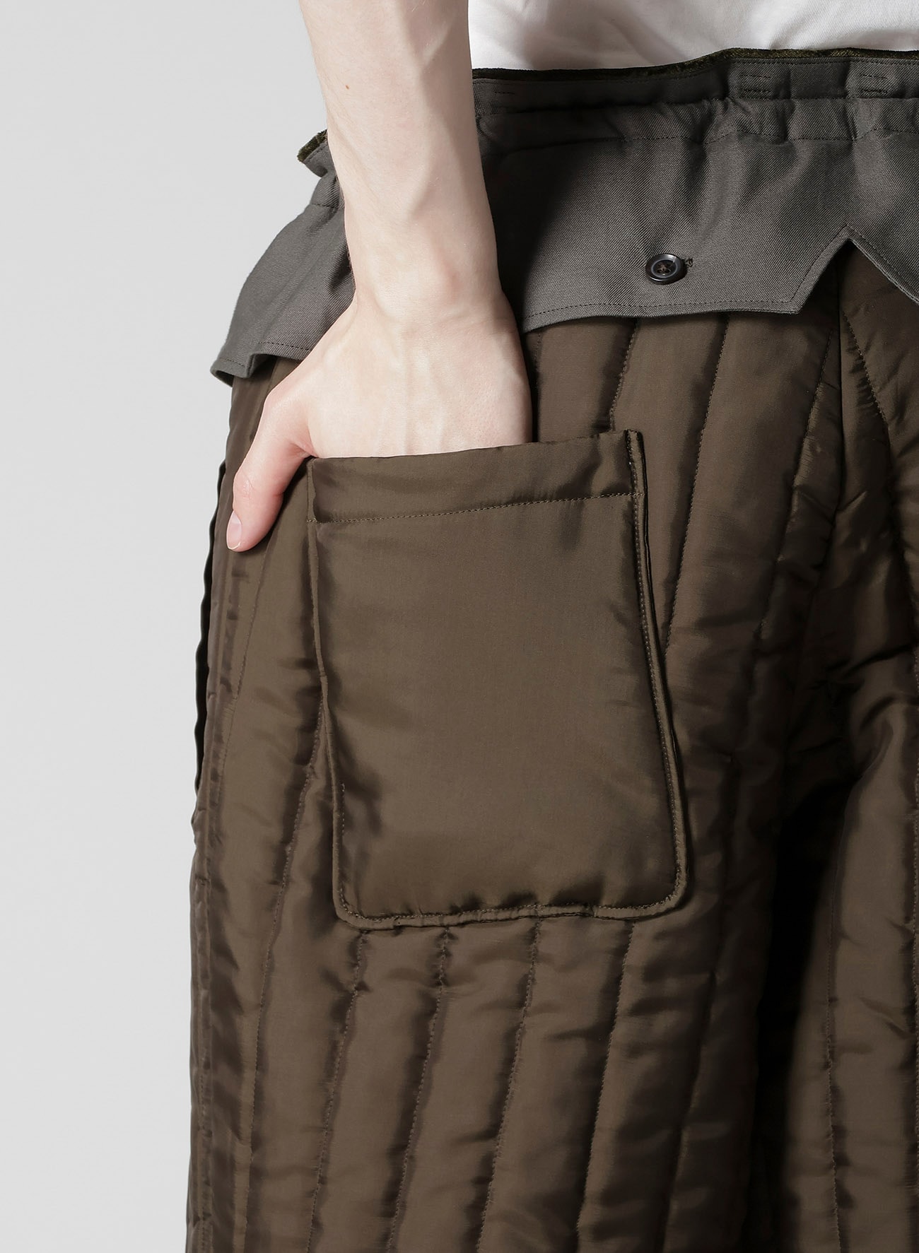 BELL KHAKI HEM STRING PANTS WITH LINER(S Khaki): Yohji