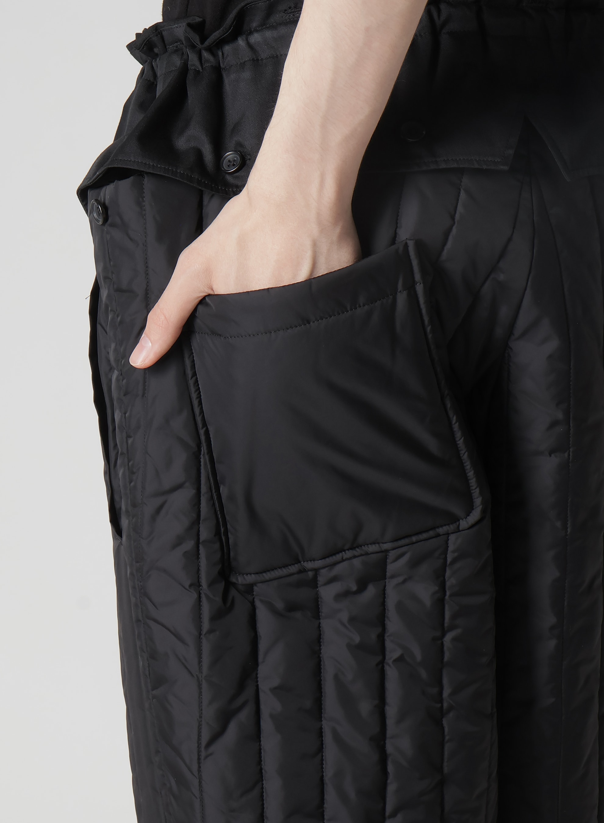 WOOL GABARDINE HEM STRING PANTS WITH NYLON LINER