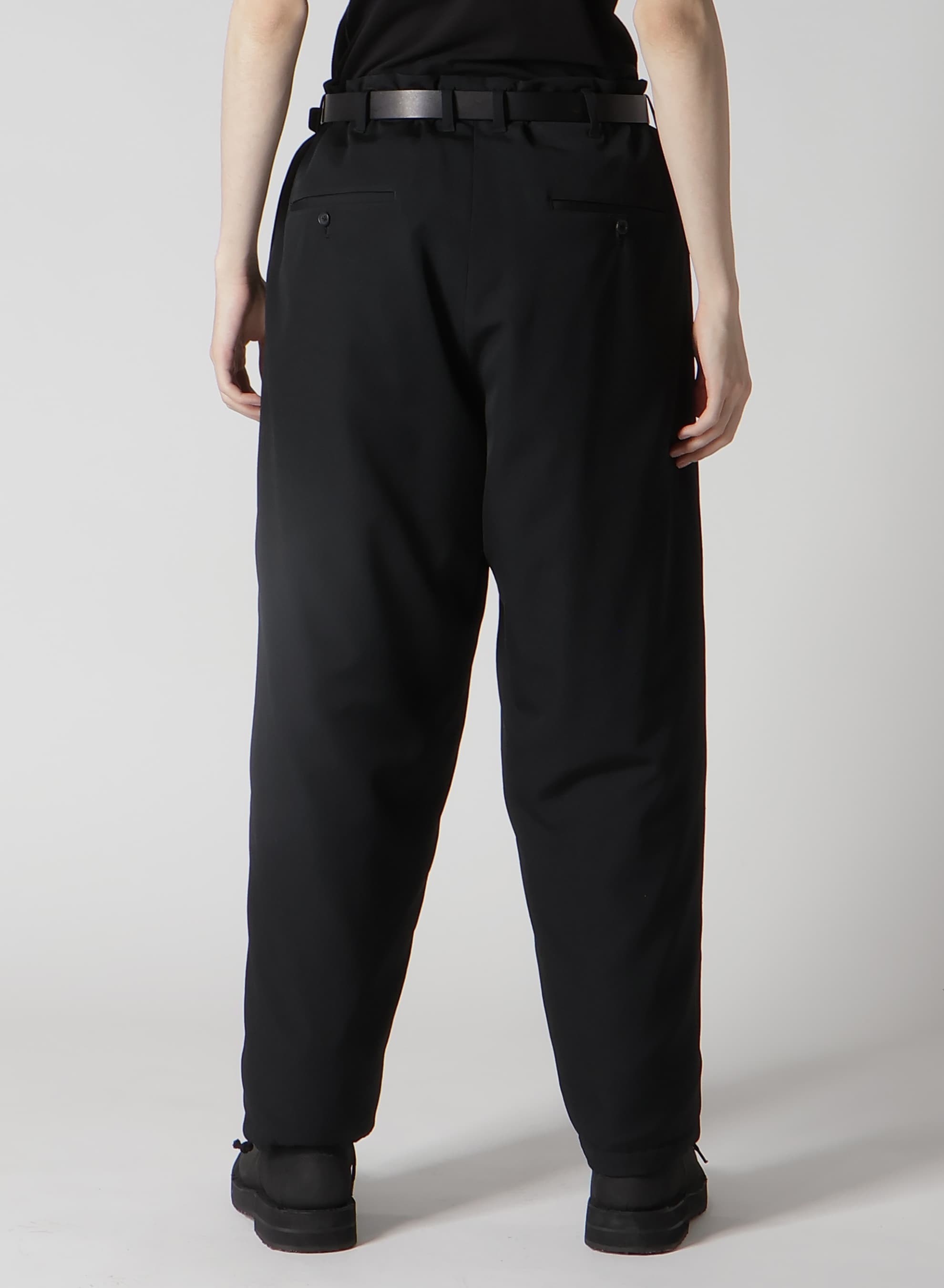 WOOL GABARDINE HEM STRING PANTS WITH NYLON LINER