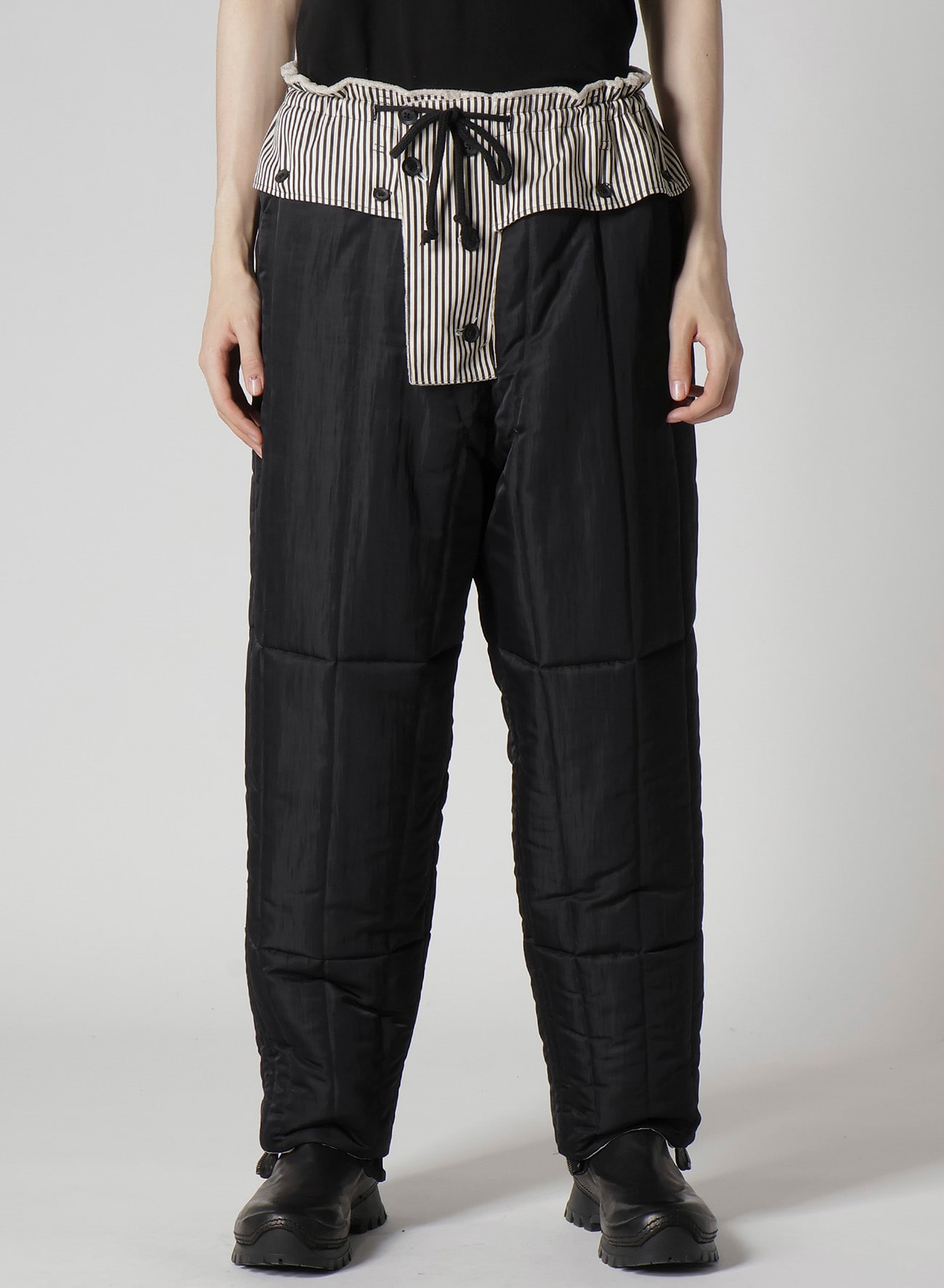 RAW LINEN VELVET LOOP BUTTON PANTS WITH LINER