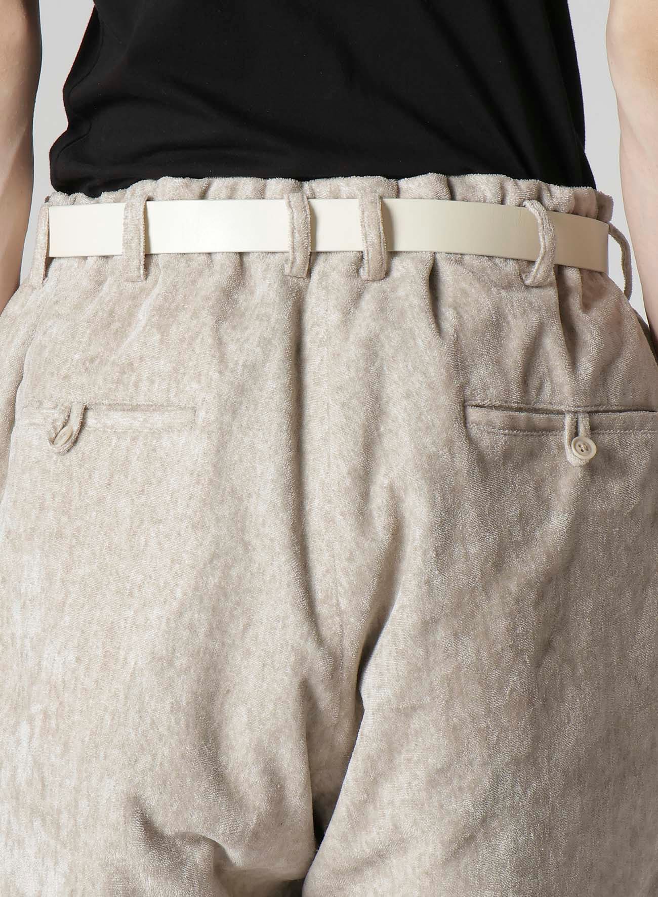 RAW LINEN VELVET LOOP BUTTON PANTS WITH LINER