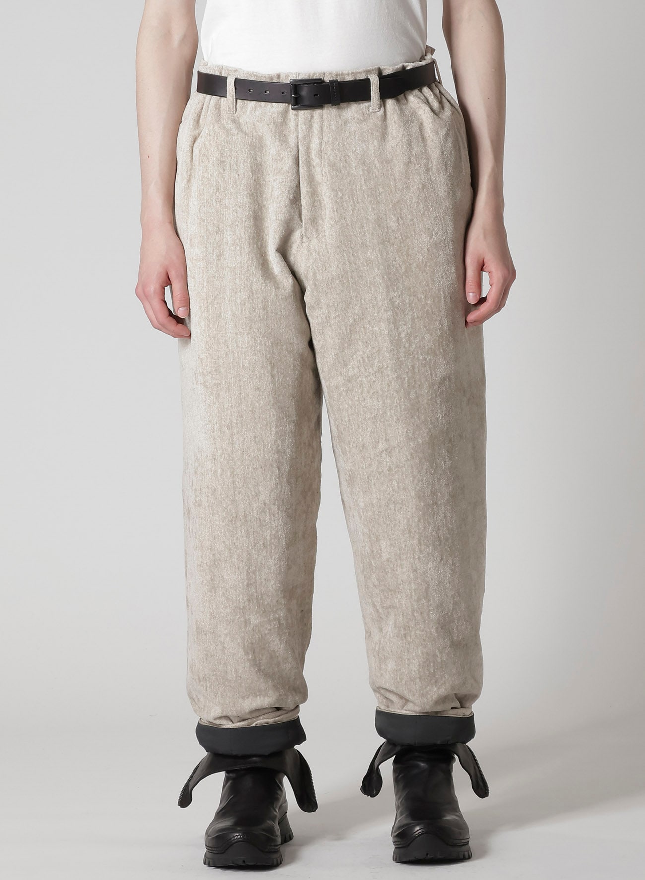 RAW LINEN VELVET ONE SIDE POCKET PANTS WITH LINER