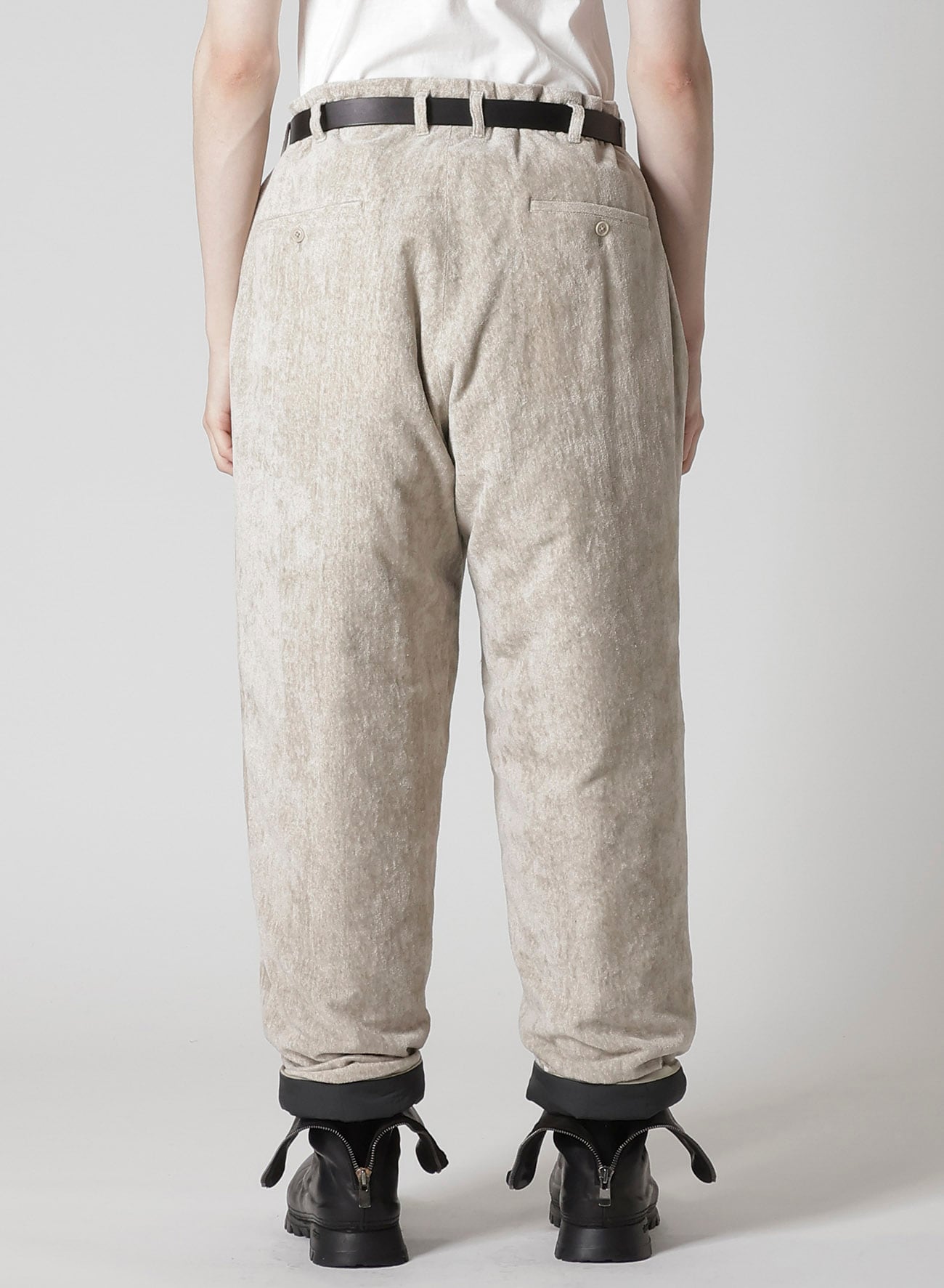 RAW LINEN VELVET ONE SIDE POCKET PANTS WITH LINER