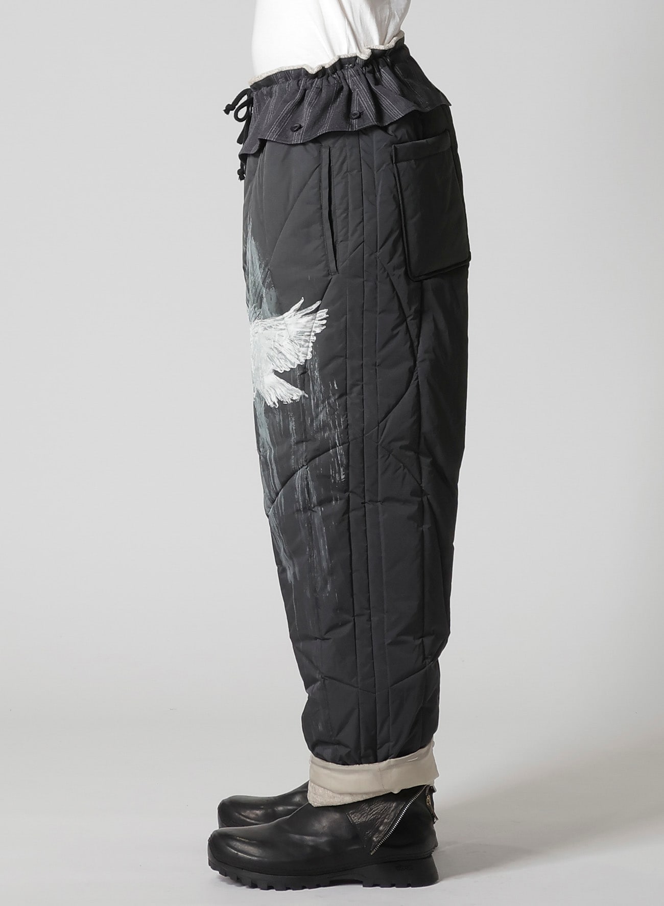 RAW LINEN VELVET ONE SIDE POCKET PANTS WITH LINER