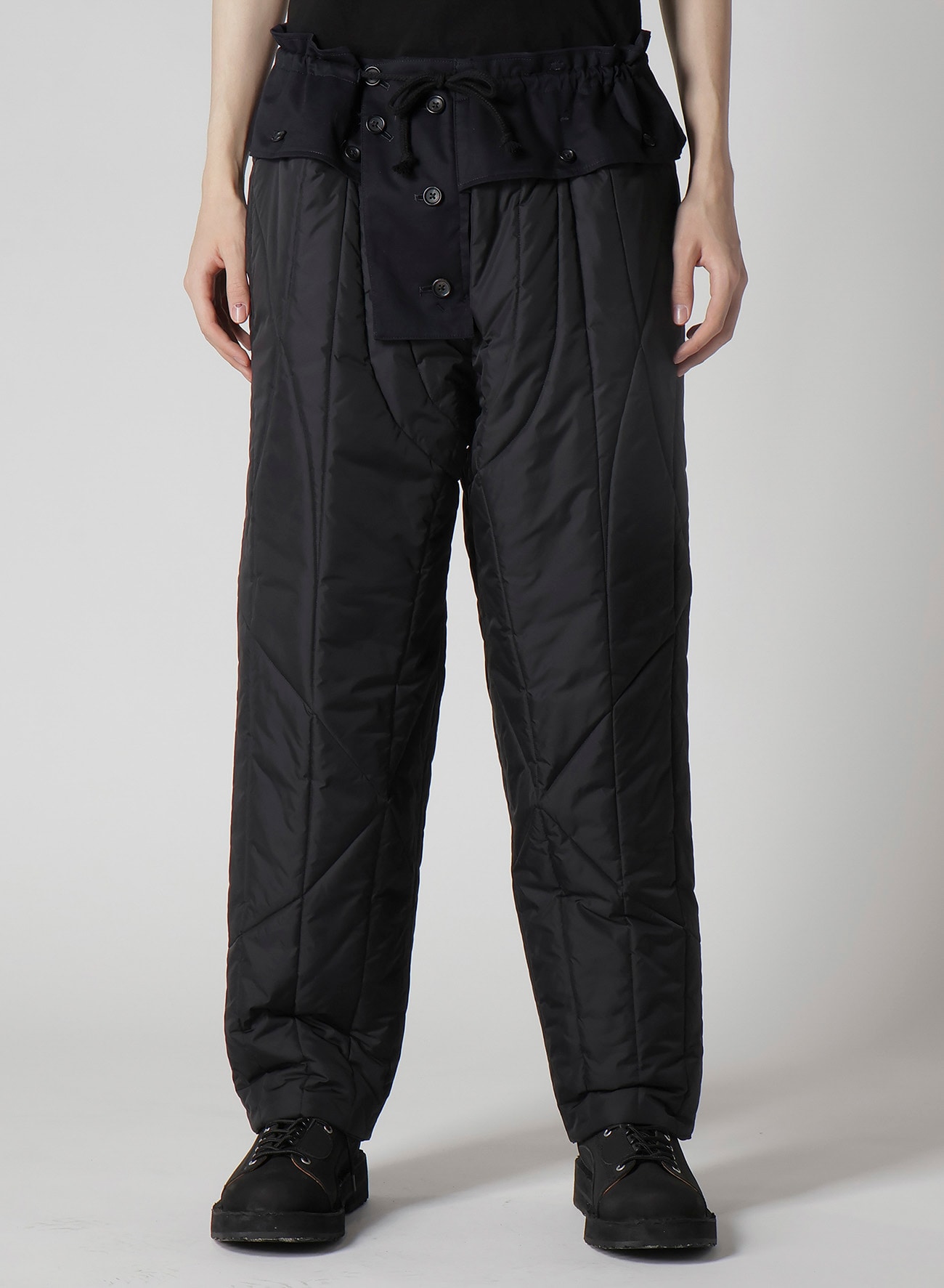 NAVY WOOL GABARDINE ONE SIDE PKT PANTS WITH LINER