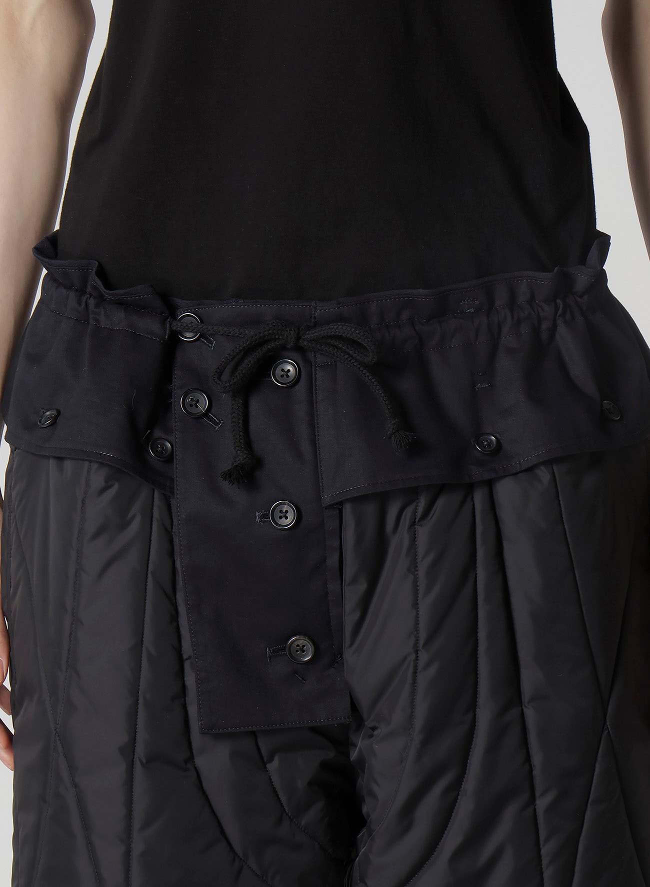 NAVY WOOL GABARDINE ONE SIDE PKT PANTS WITH LINER