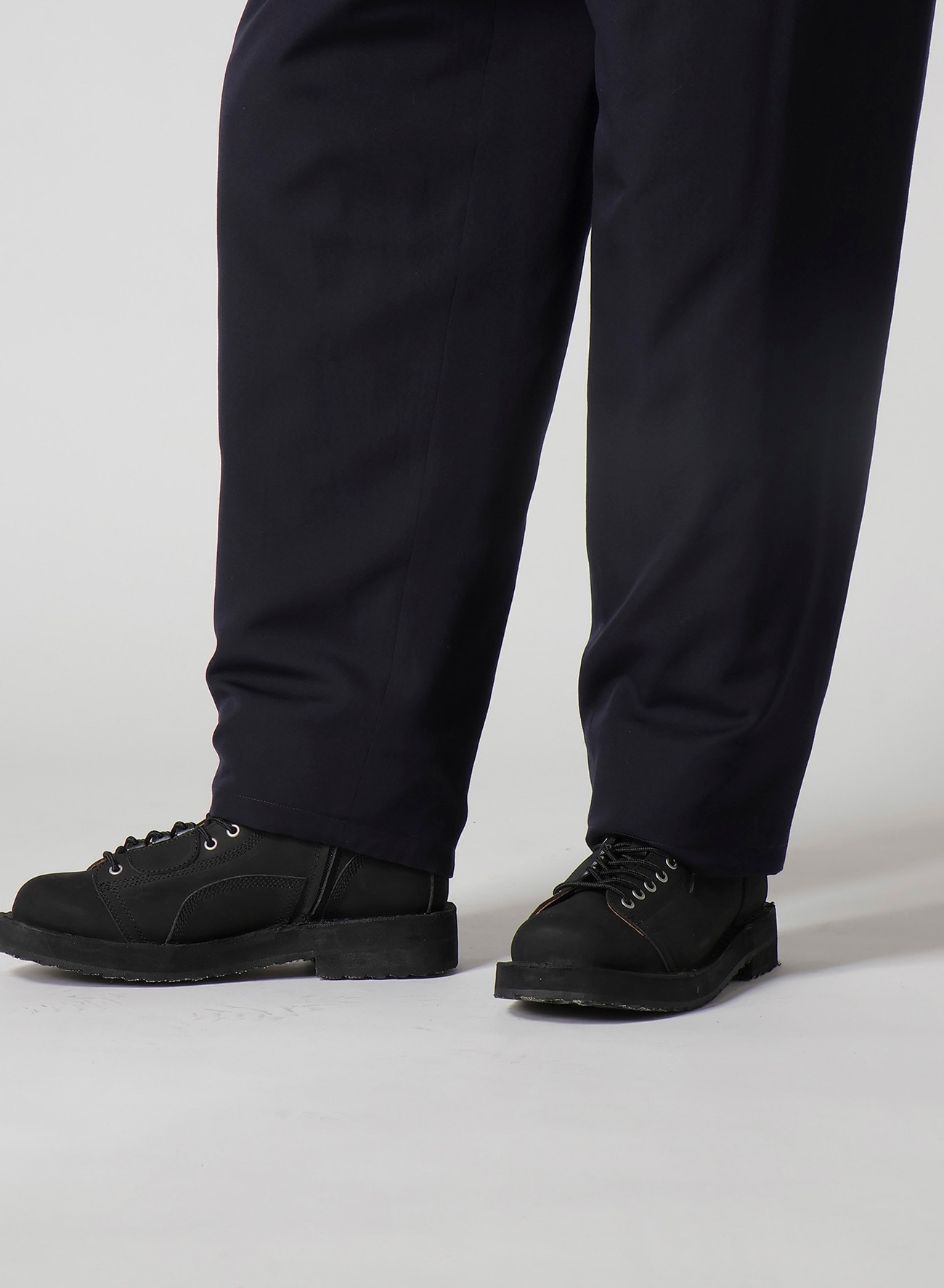 NAVY WOOL GABARDINE ONE SIDE PKT PANTS WITH LINER