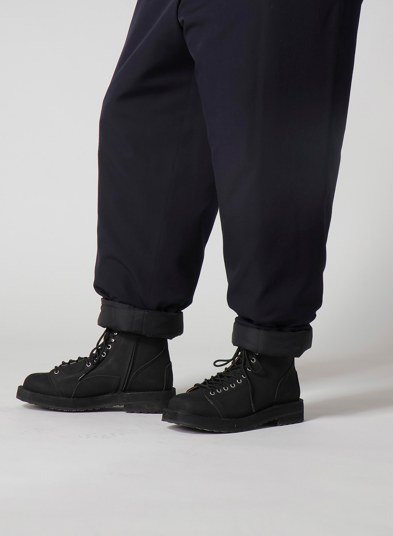 NAVY WOOL GABARDINE ONE SIDE PKT PANTS WITH LINER