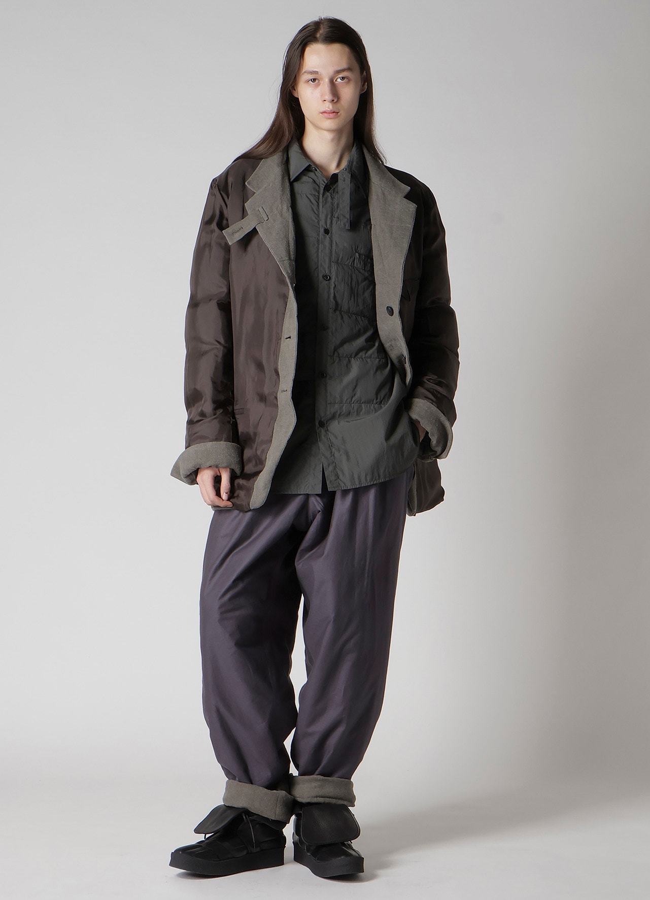 SILK LINEN KNEE TAB PADDED PANTS