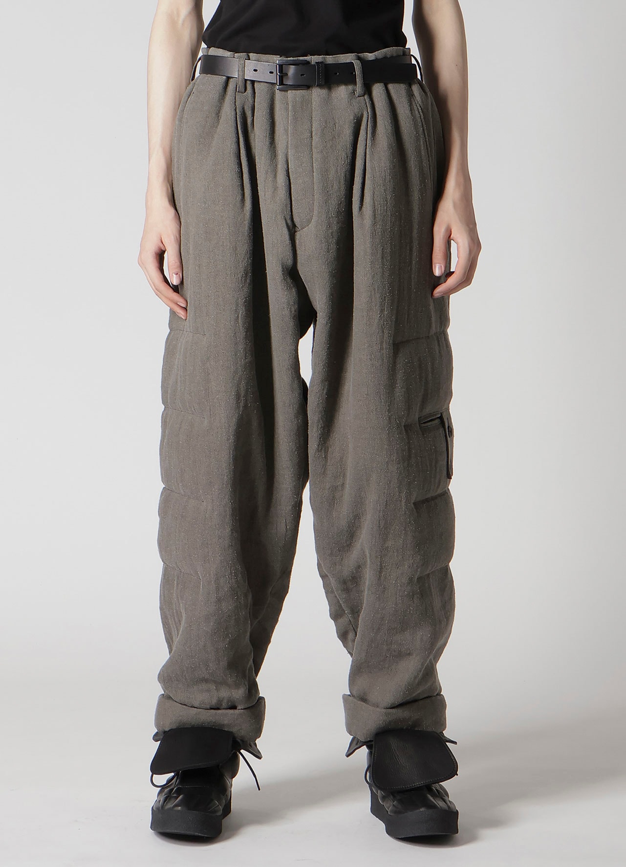 SILK LINEN KNEE TAB PADDED PANTS