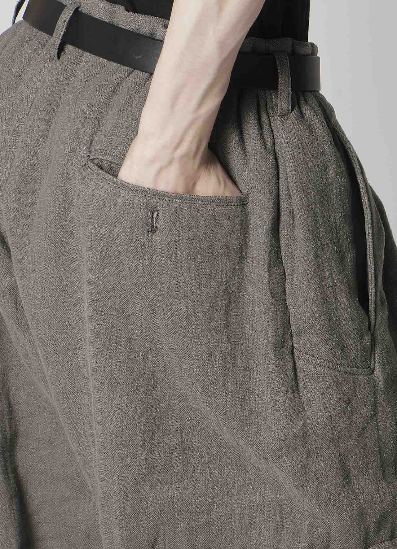 SILK LINEN KNEE TAB PADDED PANTS