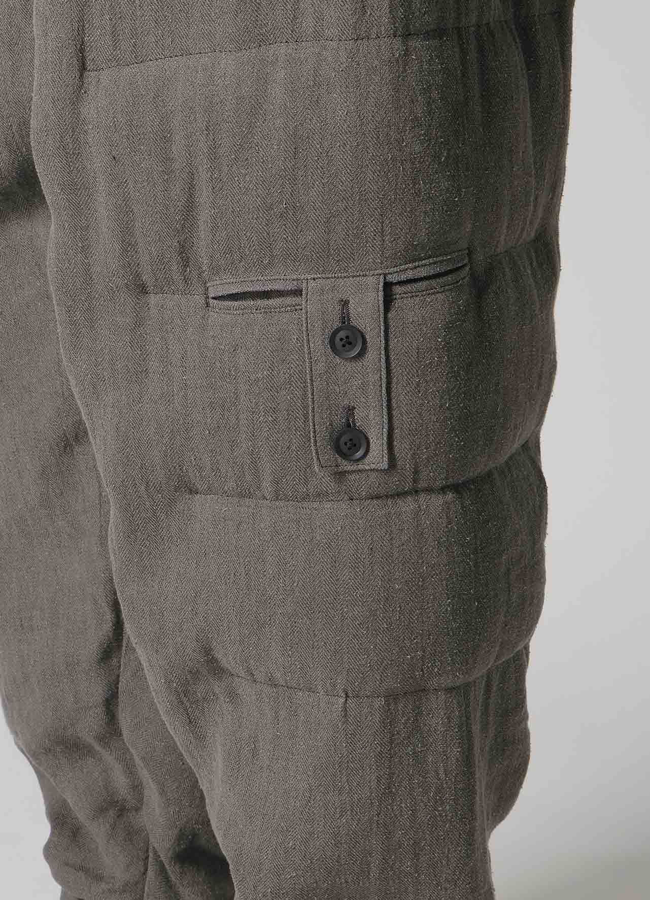 SILK LINEN KNEE TAB PADDED PANTS