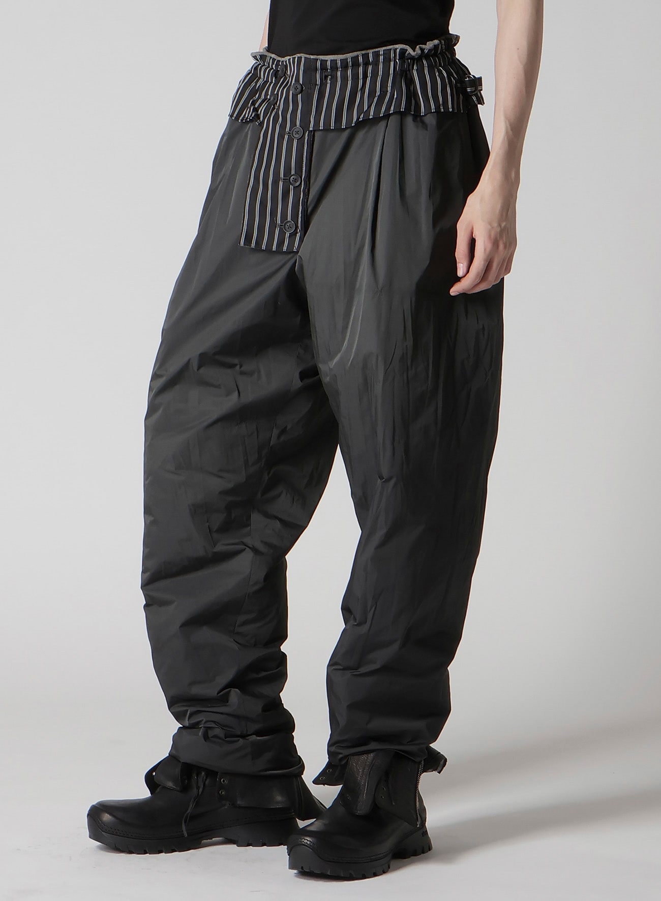SILK LINEN DIAGONAL FLAP PADDED PANTS