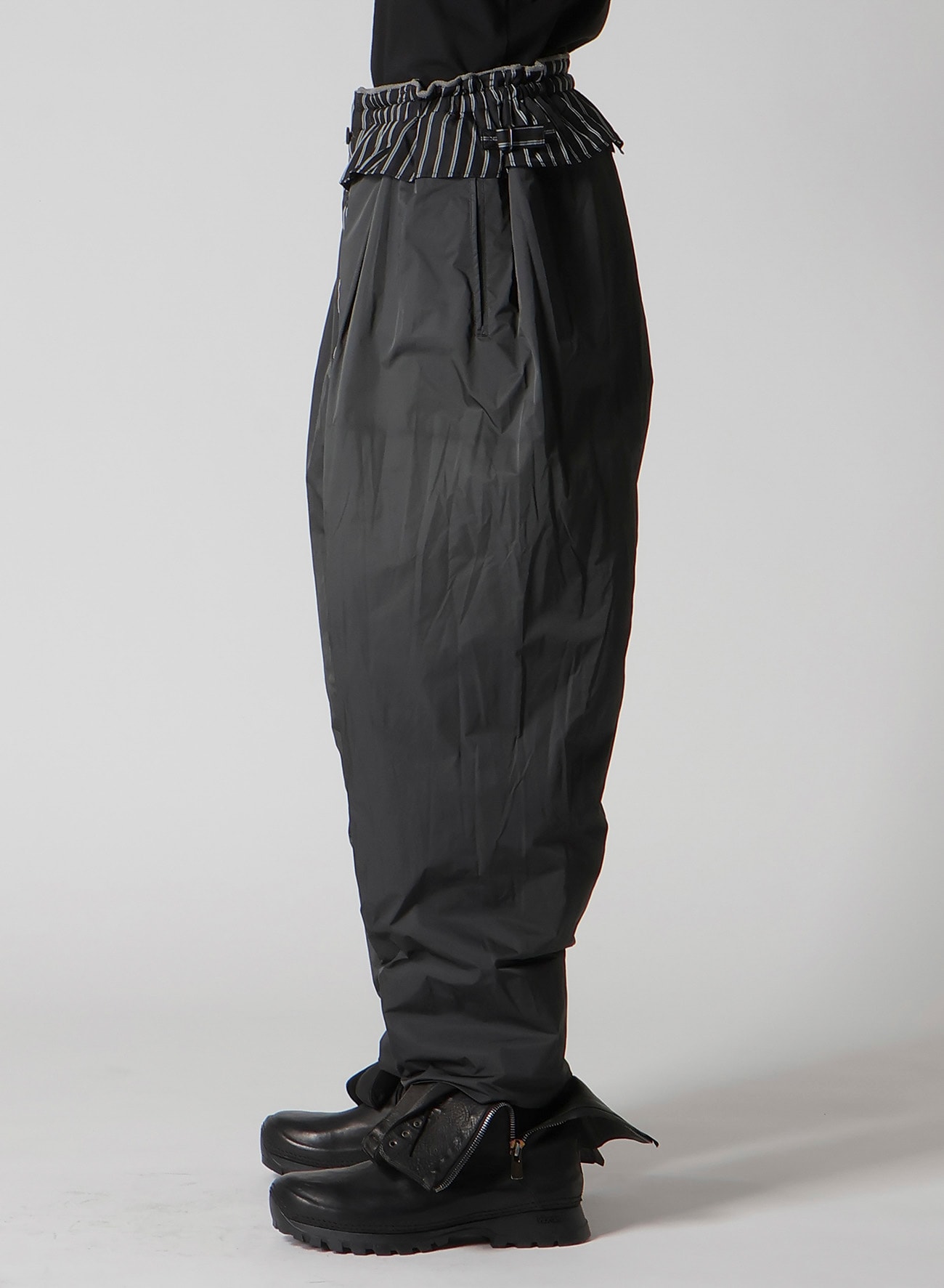 SILK LINEN DIAGONAL FLAP PADDED PANTS
