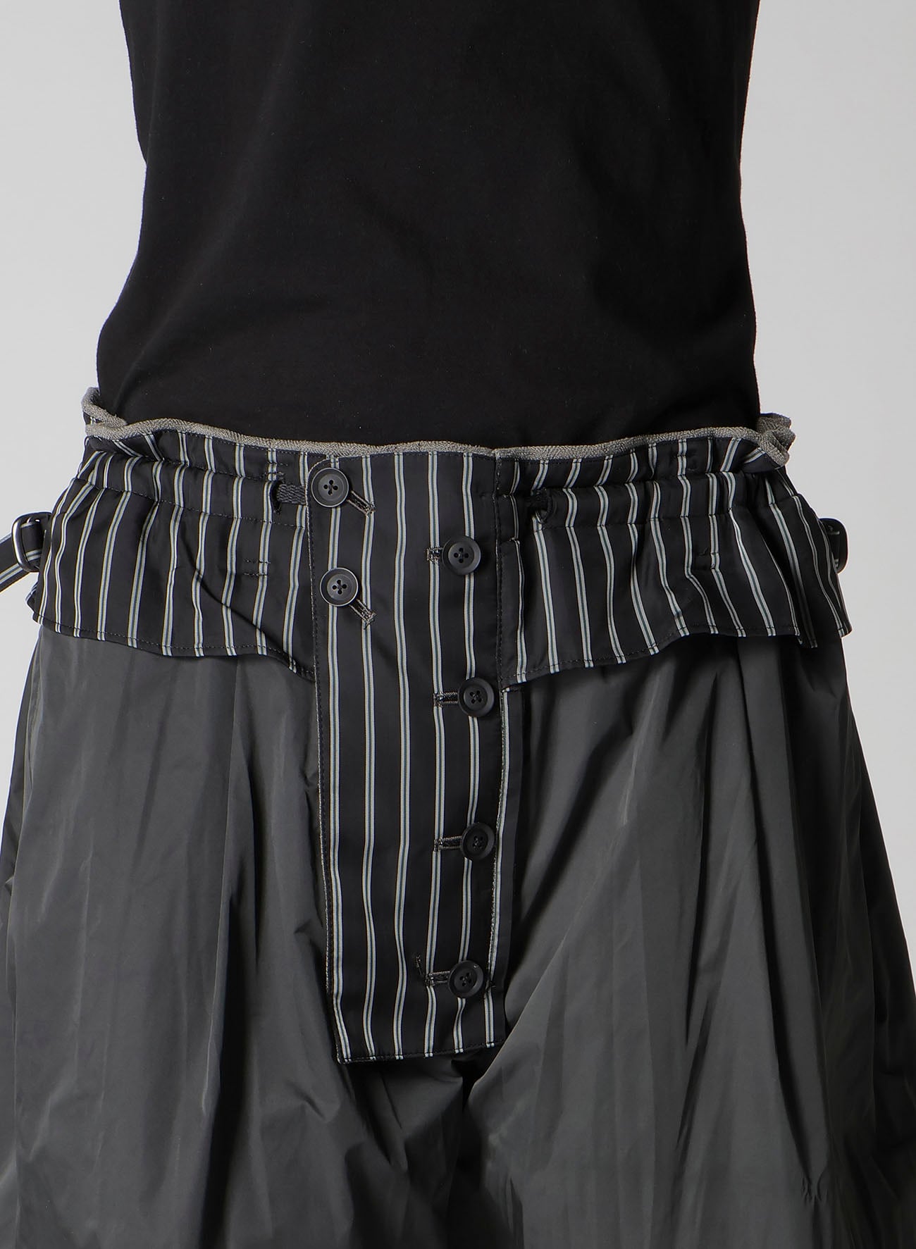 SILK LINEN DIAGONAL FLAP PADDED PANTS