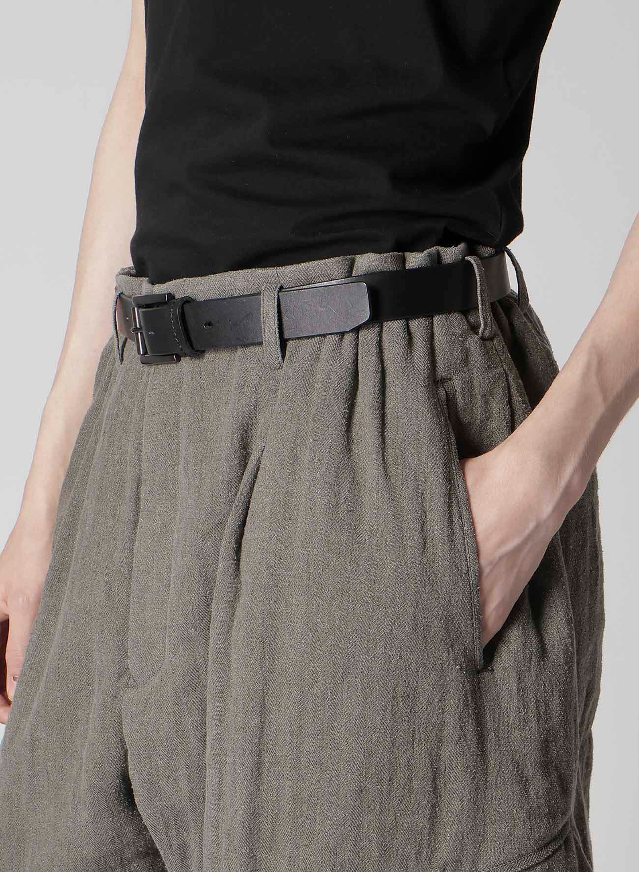 SILK LINEN DIAGONAL FLAP PADDED PANTS