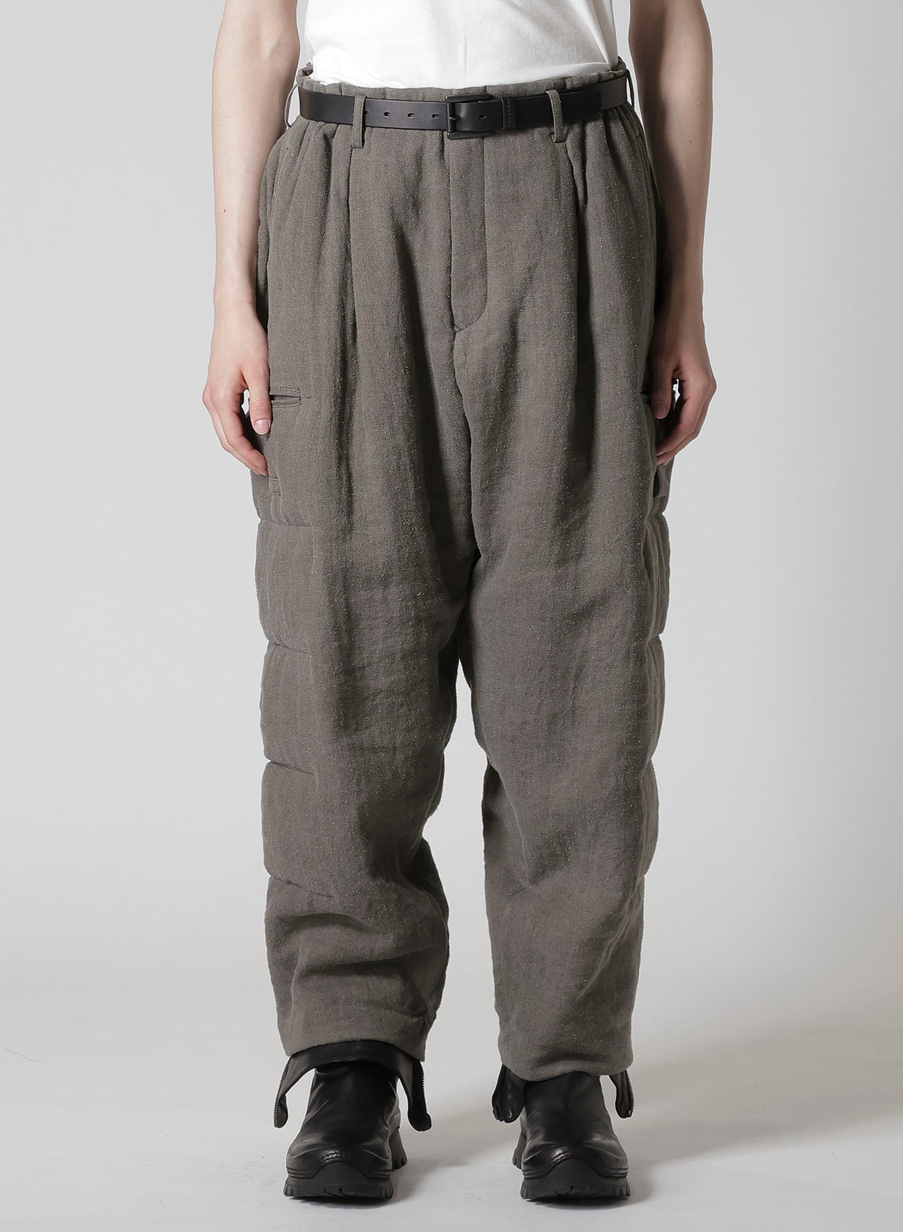 SILK LINEN INKED KNEE TAB PADDED PANTS