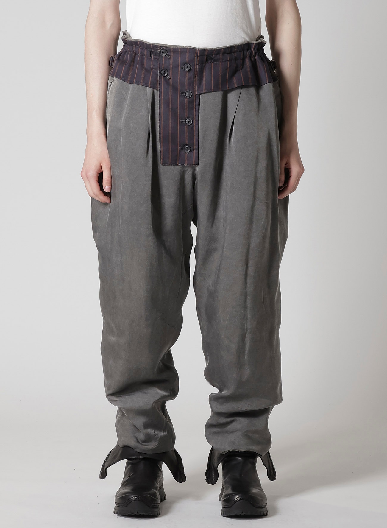 SILK LINEN INKED KNEE TAB PADDED PANTS