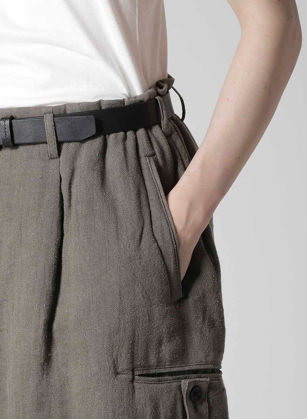SILK LINEN INKED KNEE TAB PADDED PANTS