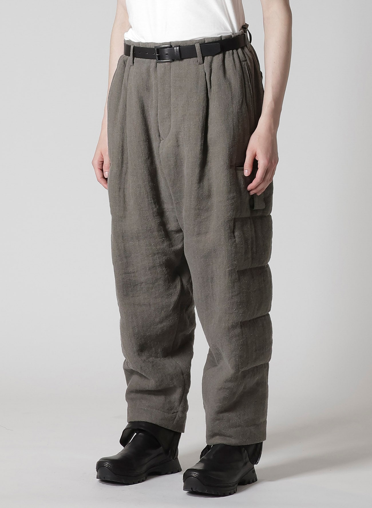 SILK LINEN INKED KNEE TAB PADDED PANTS