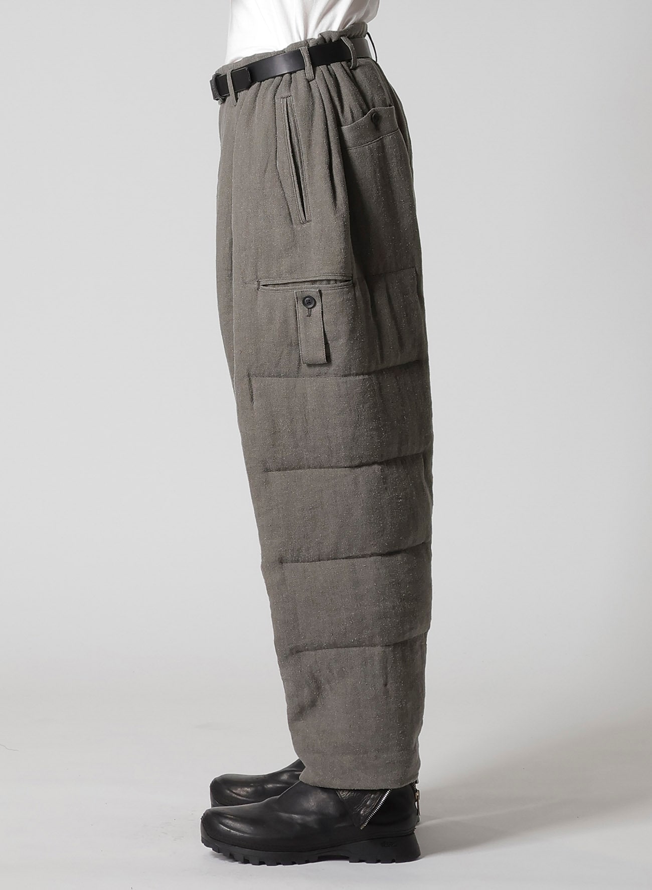 SILK LINEN INKED KNEE TAB PADDED PANTS