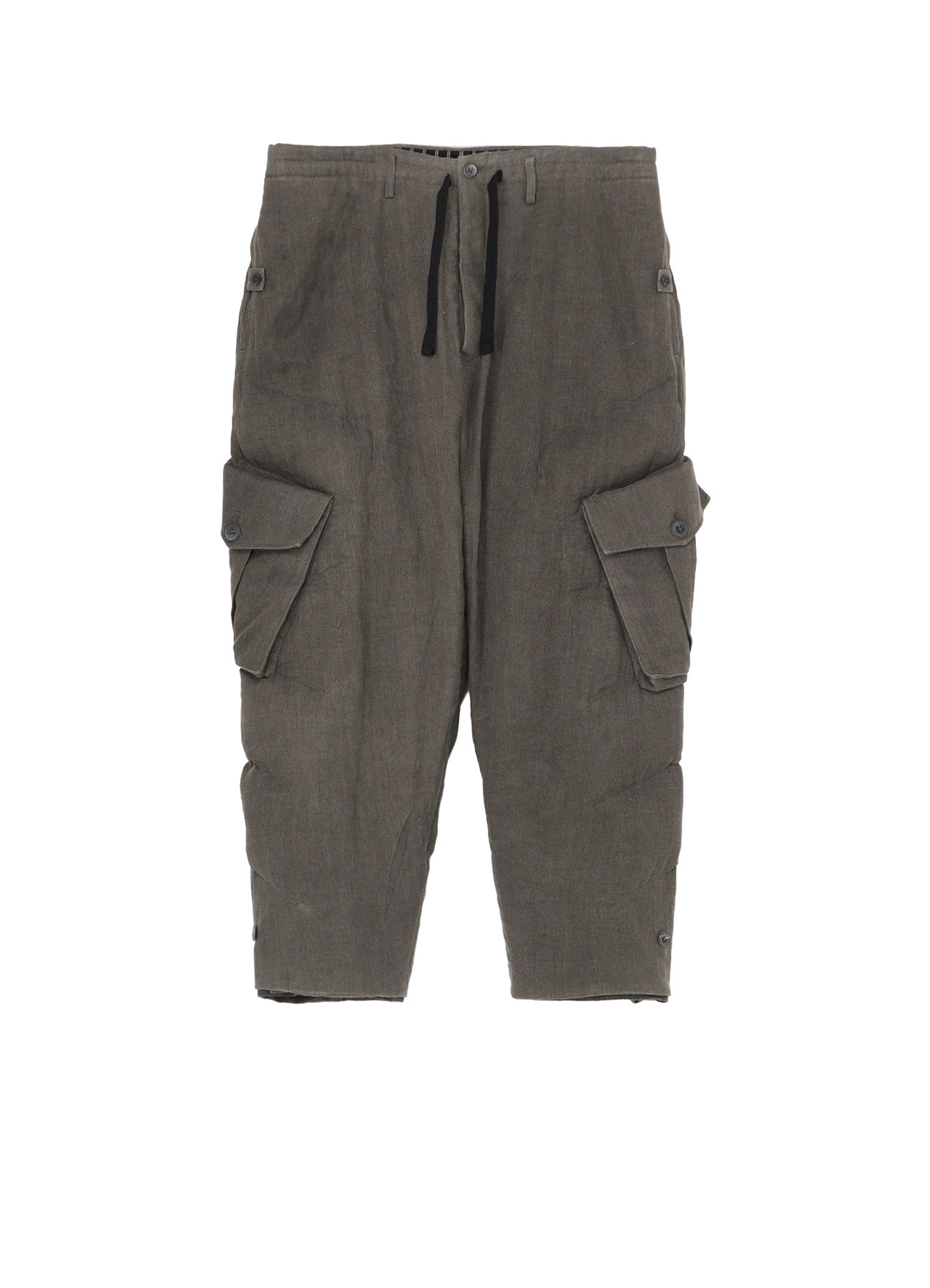 SILK LINEN POCKET DETAIL PADDED PANTS