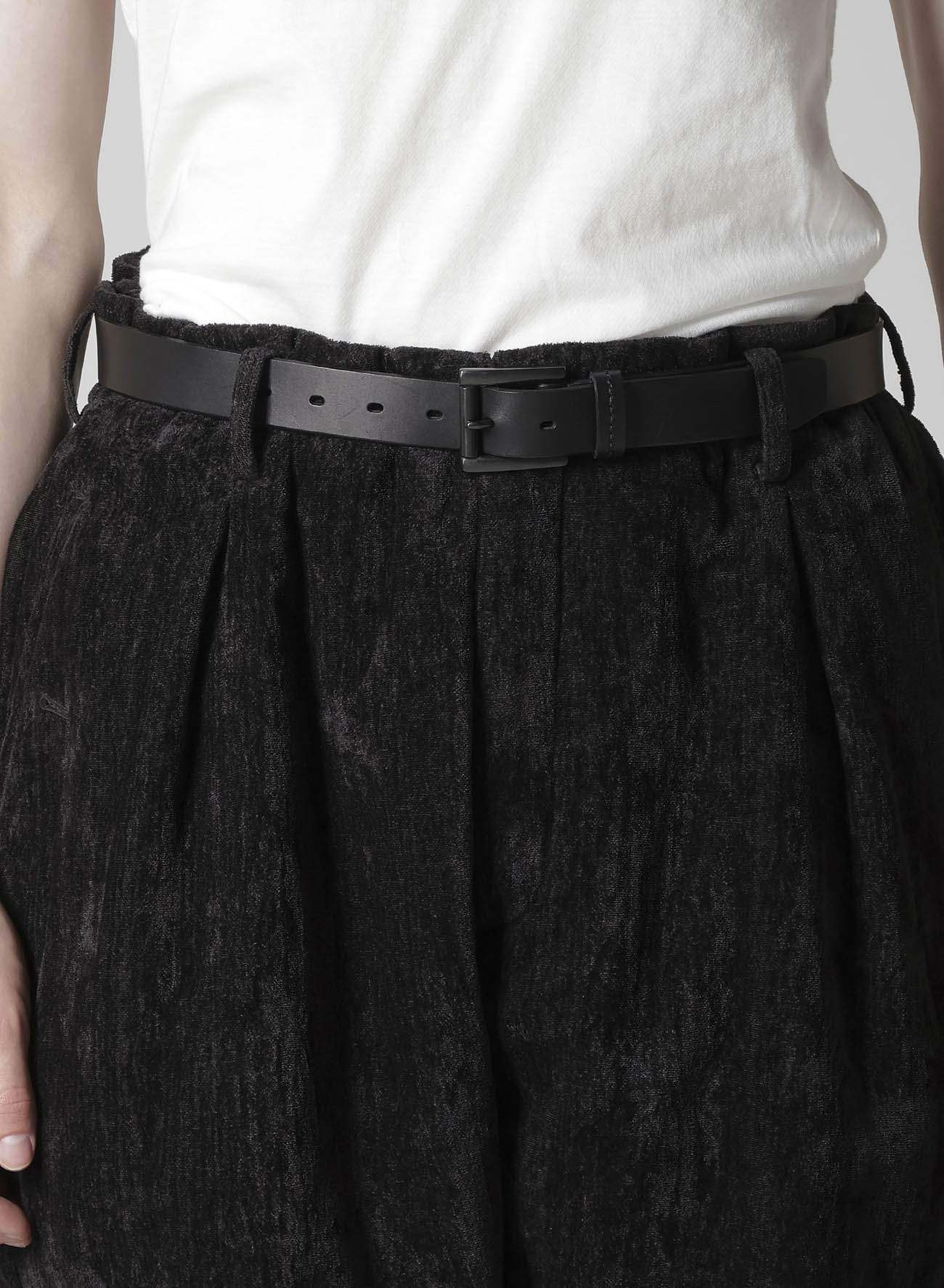 LINEN VELVET HORIZONTAL PADDED PANTS