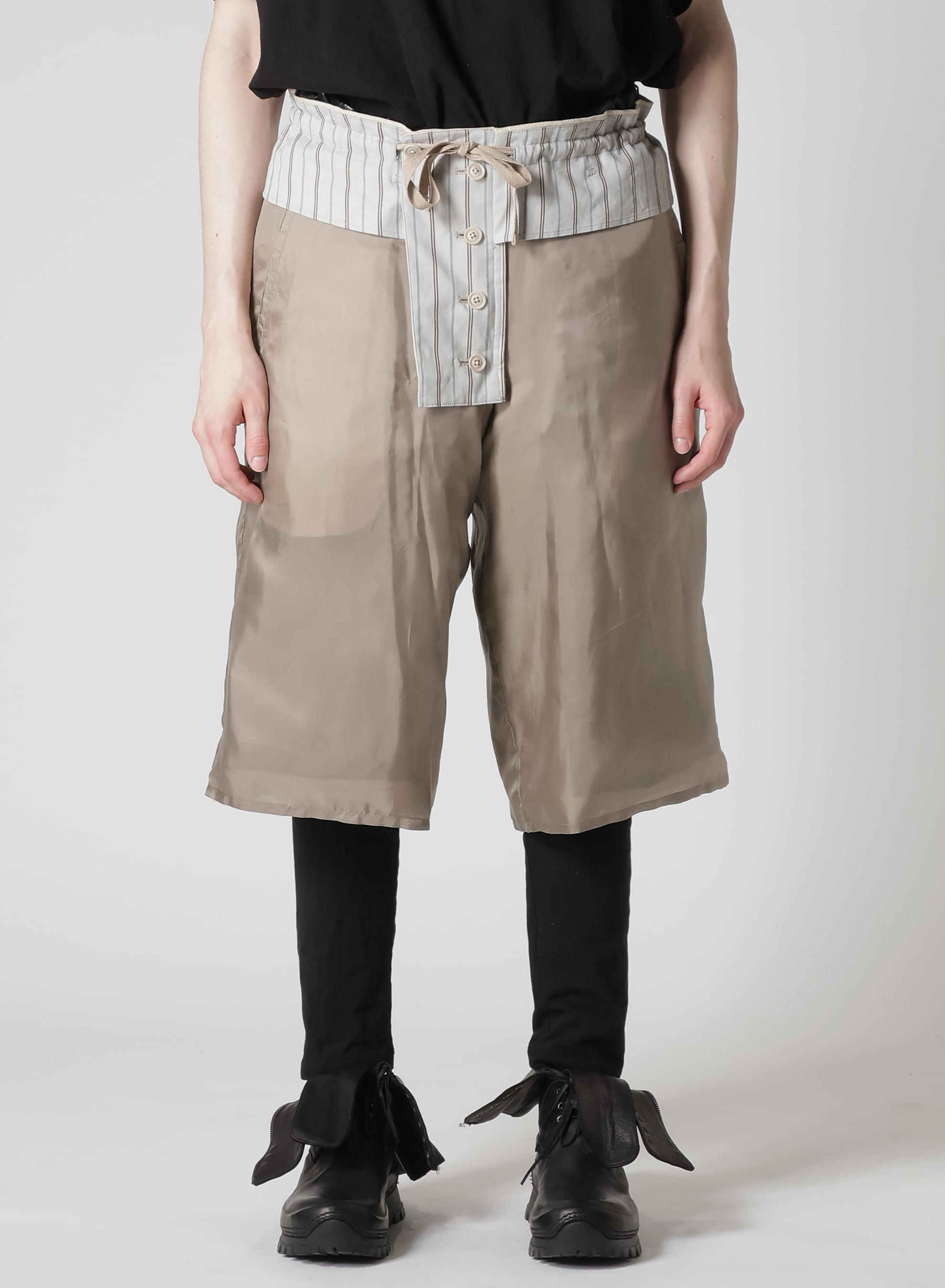 LINEN/COTTON DENIM PADDED SHORT PANTS