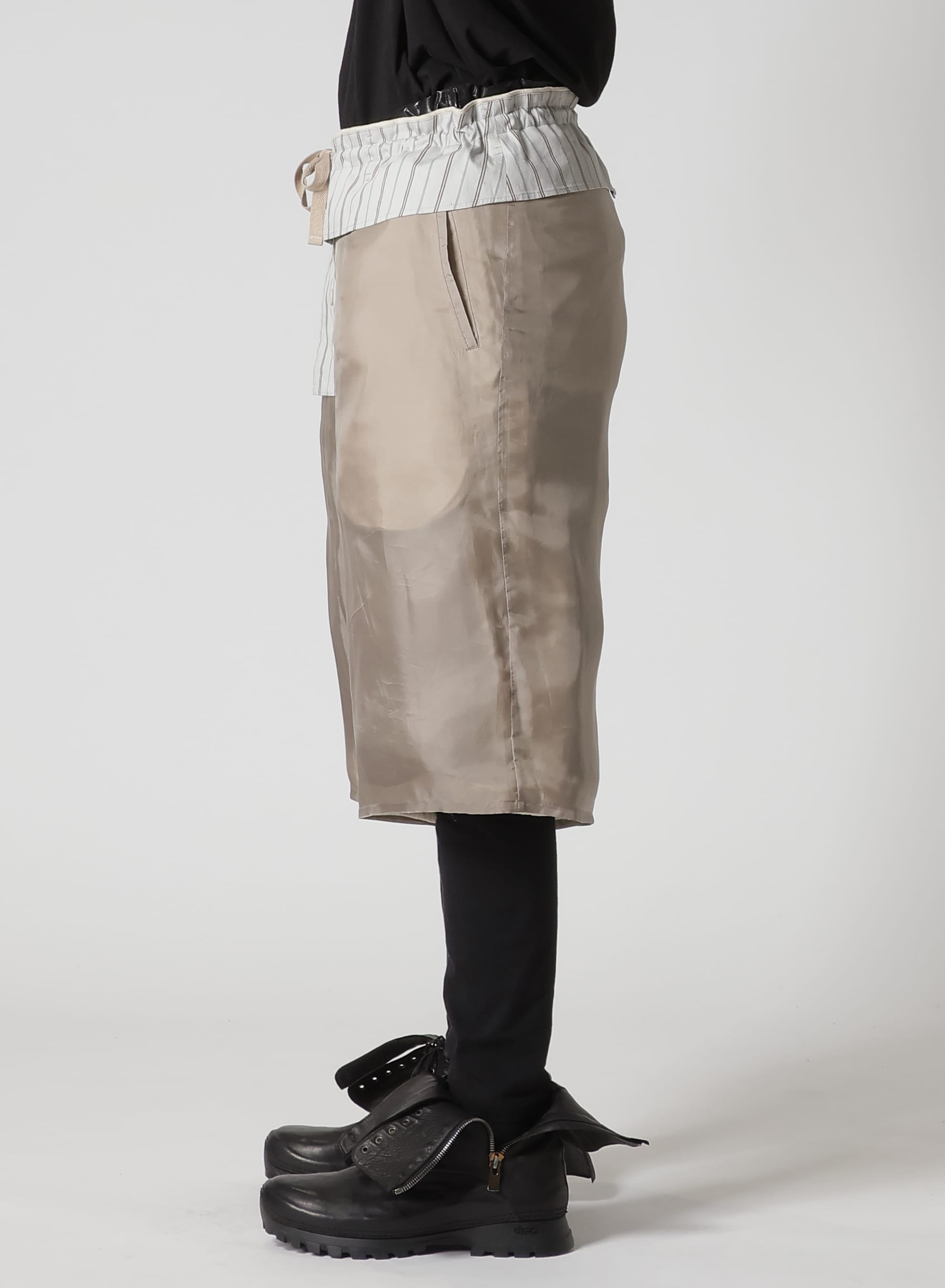 LINEN/COTTON DENIM PADDED SHORT PANTS