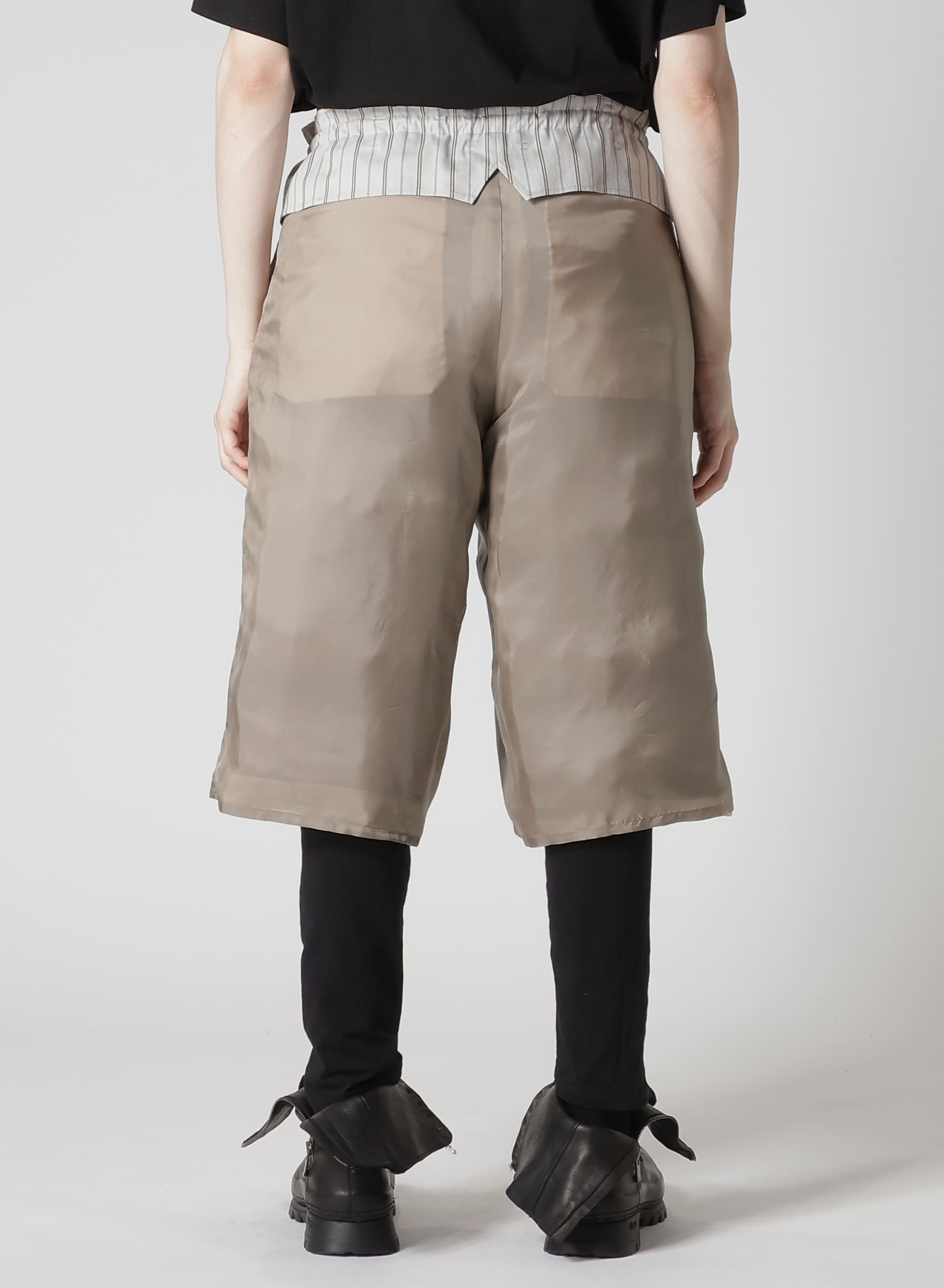 LINEN/COTTON DENIM PADDED SHORT PANTS