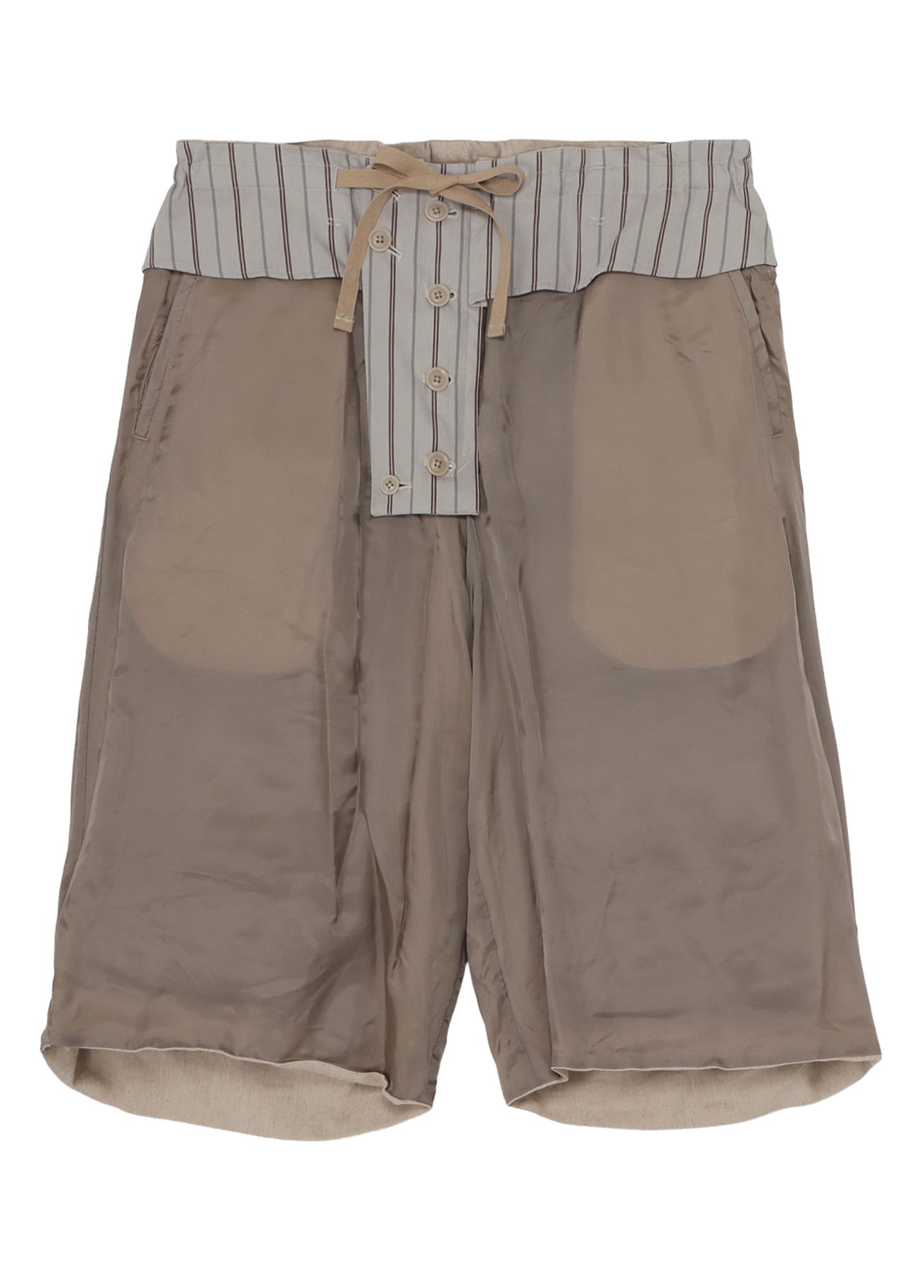 LINEN/COTTON DENIM PADDED SHORT PANTS
