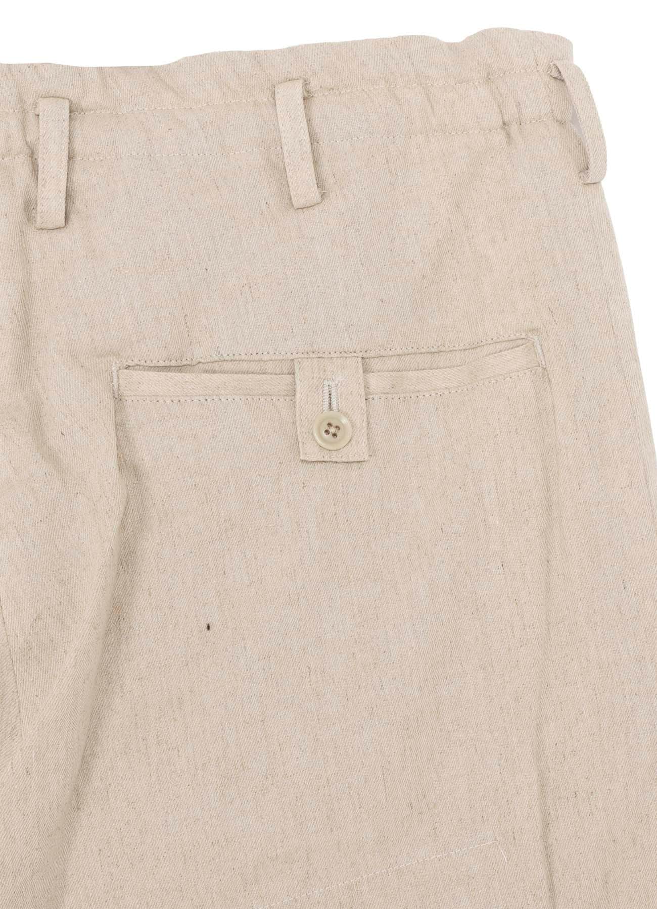 LINEN/COTTON DENIM PADDED SHORT PANTS