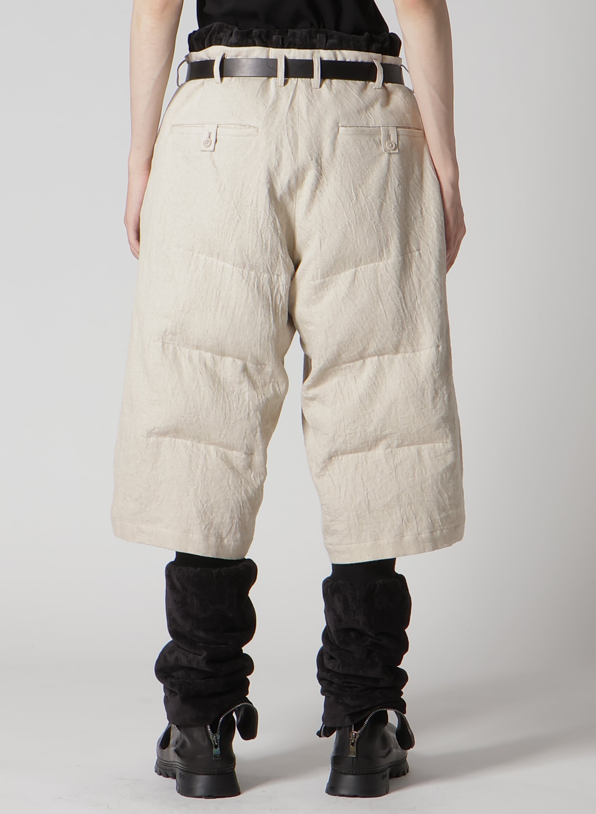 LINEN/COTTON DENIM PADDED SHORT PANTS