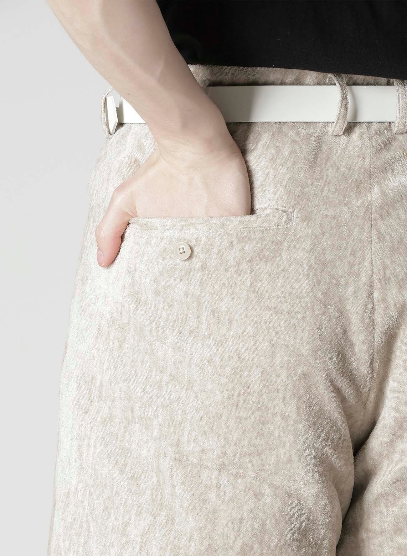 RAW LINEN VELVET PADDED SHORT PANTS