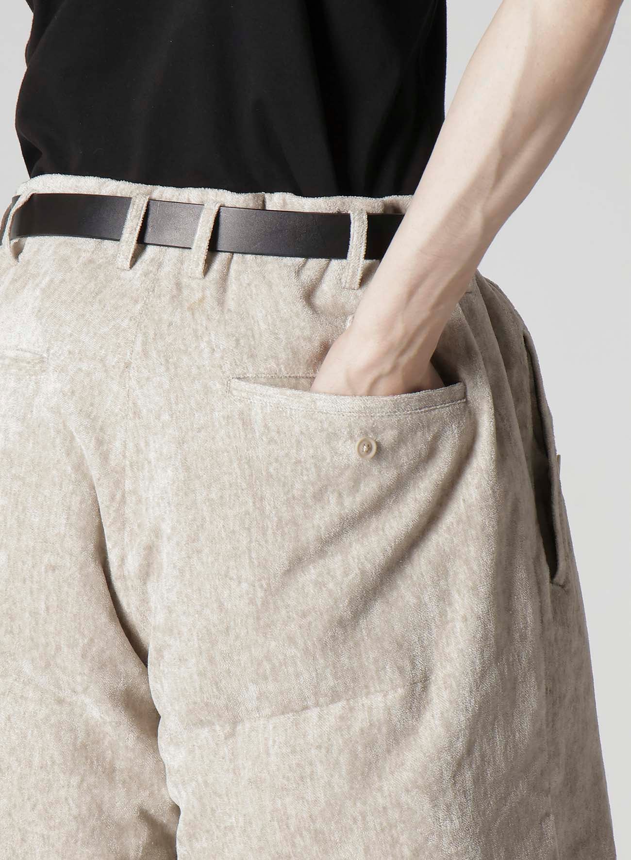 RAW LINEN VELVET PADDED SHORT PANTS