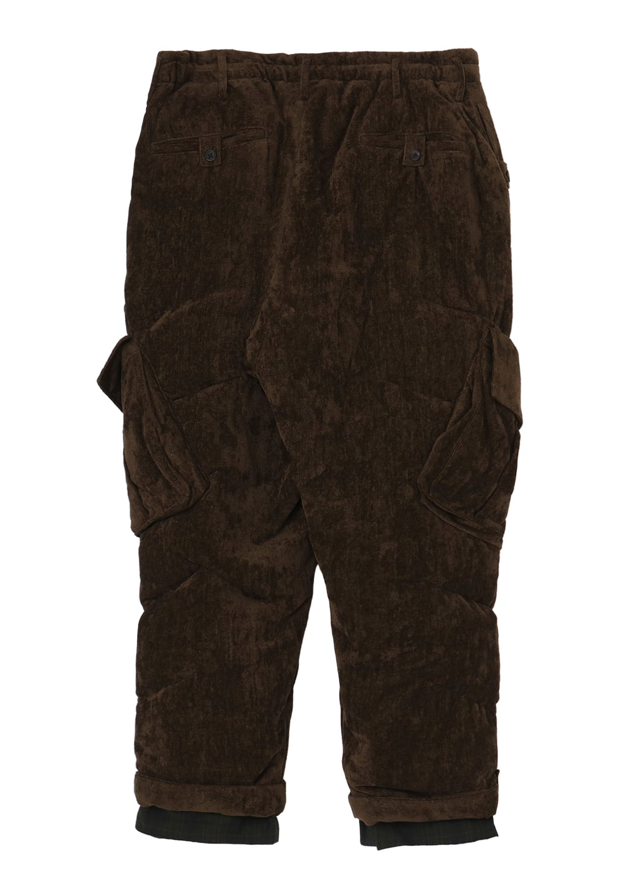 LINEN VELVET POCKET DETAIL PADDED PANTS
