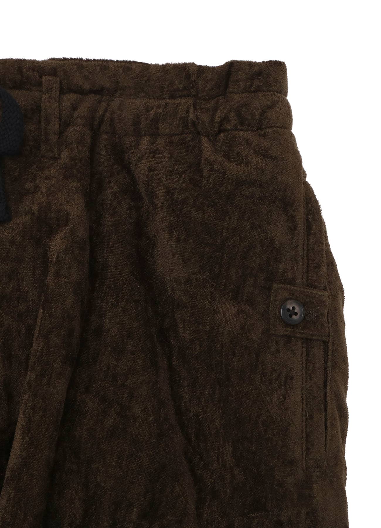 LINEN VELVET POCKET DETAIL PADDED PANTS