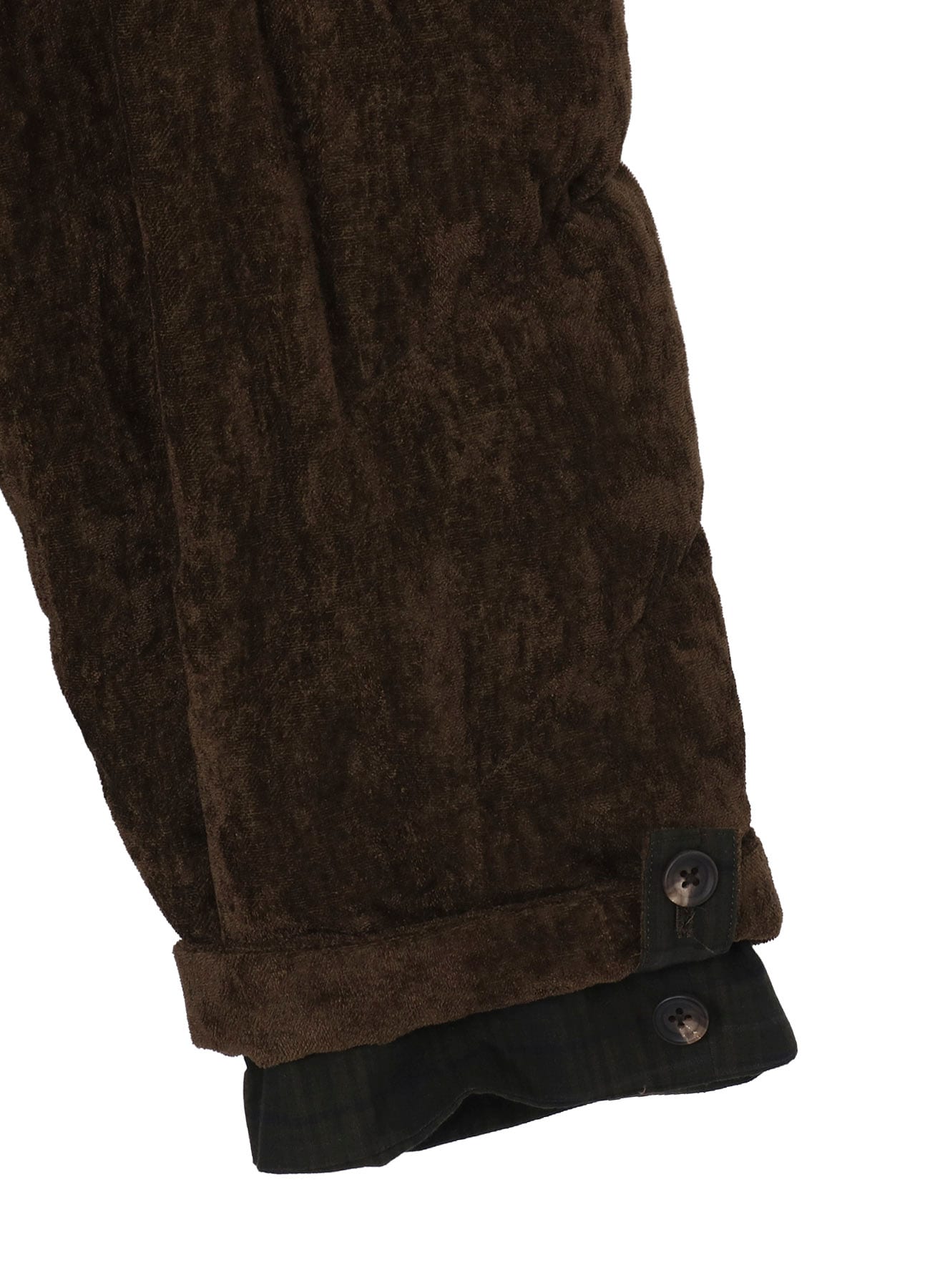 LINEN VELVET POCKET DETAIL PADDED PANTS