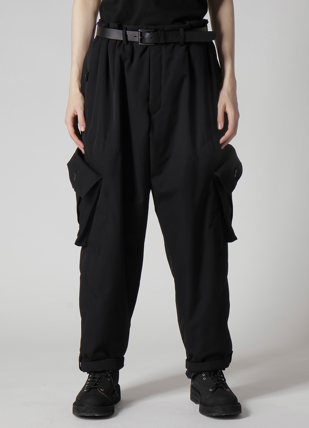 WOOL GABARDINE POCKET DETAIL PADDED PANTS