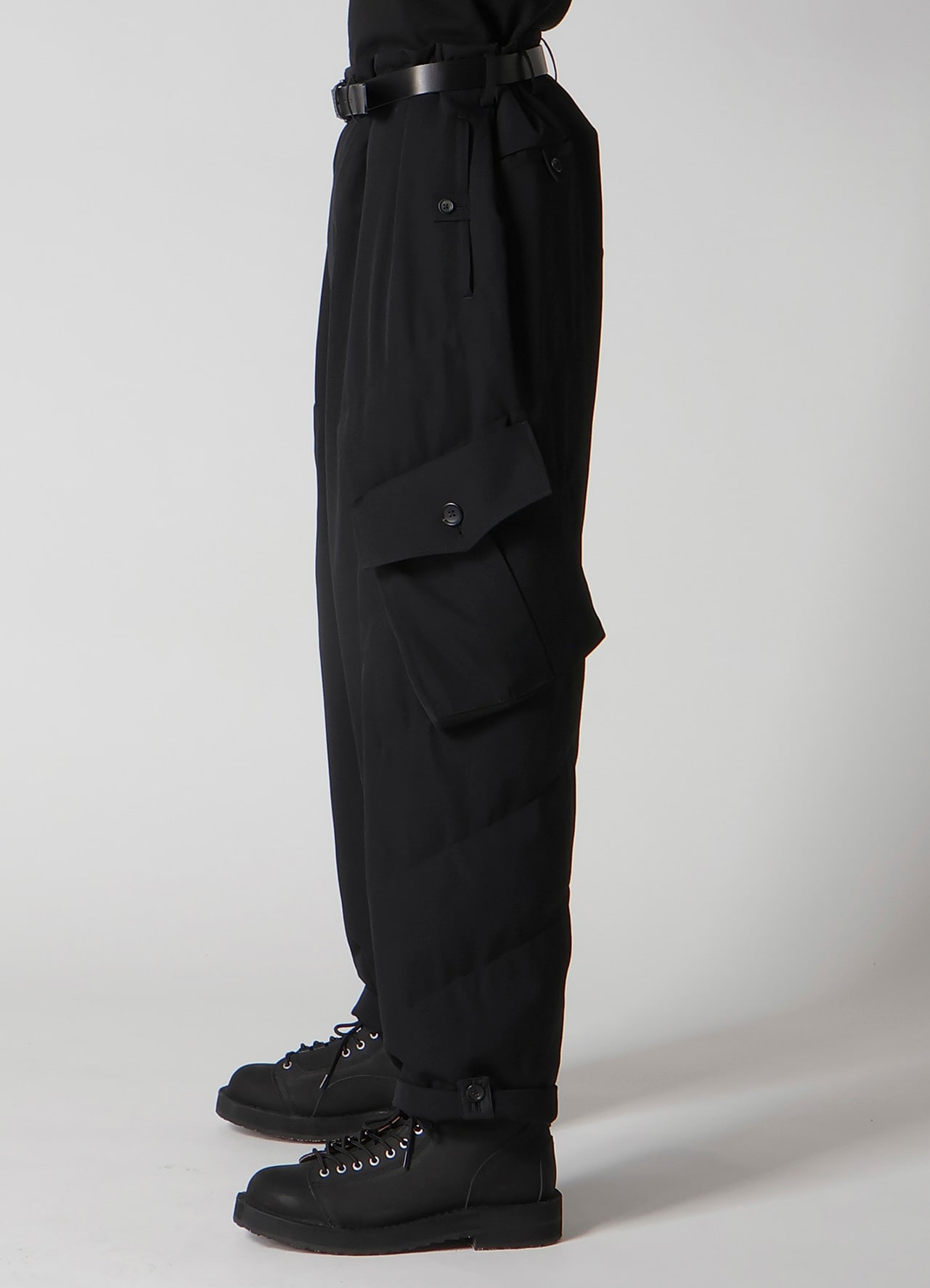 WOOL GABARDINE POCKET DETAIL PADDED PANTS