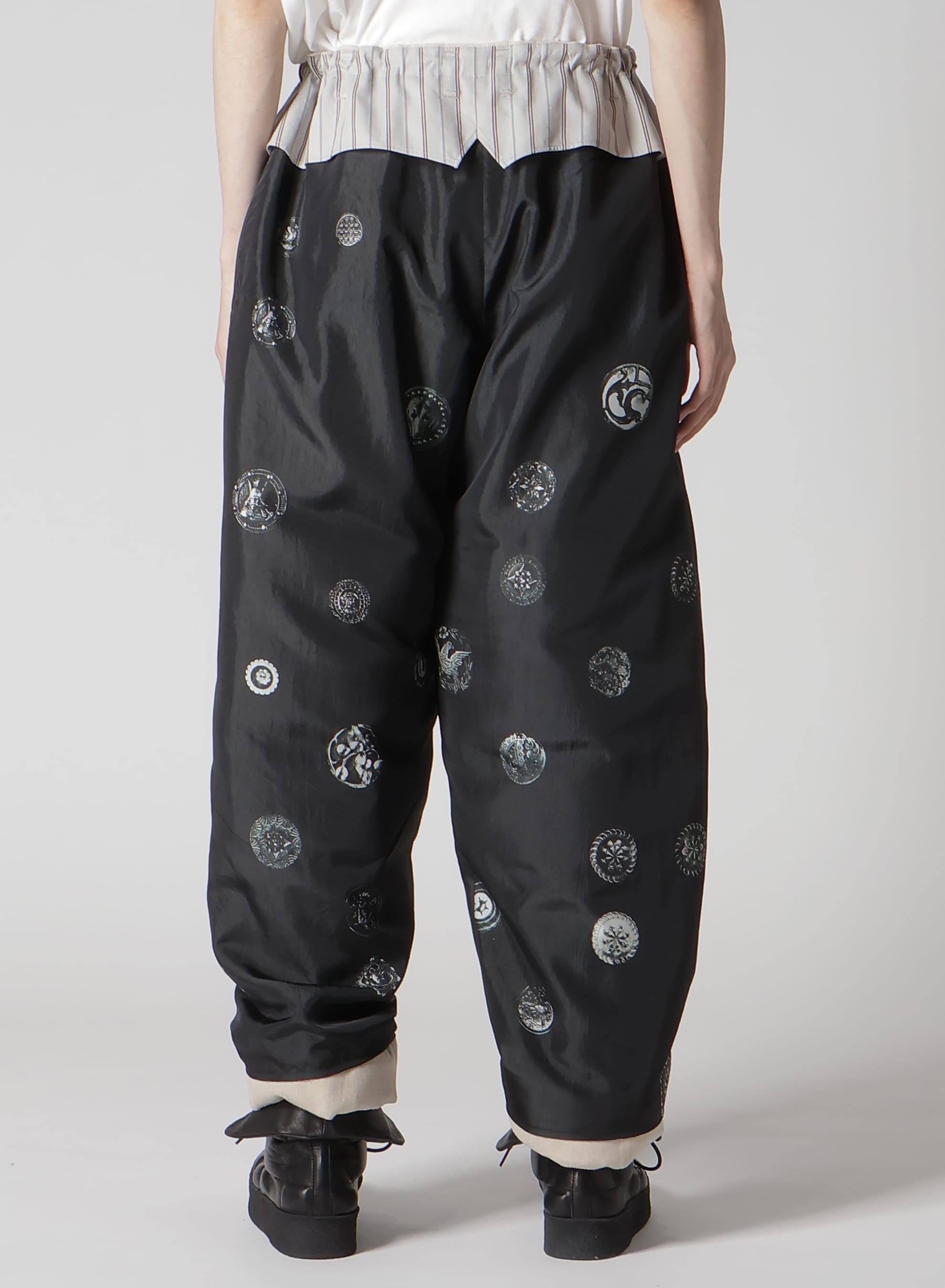 LINEN/COTTON PLAID HORIZONTAL PADDED PANTS