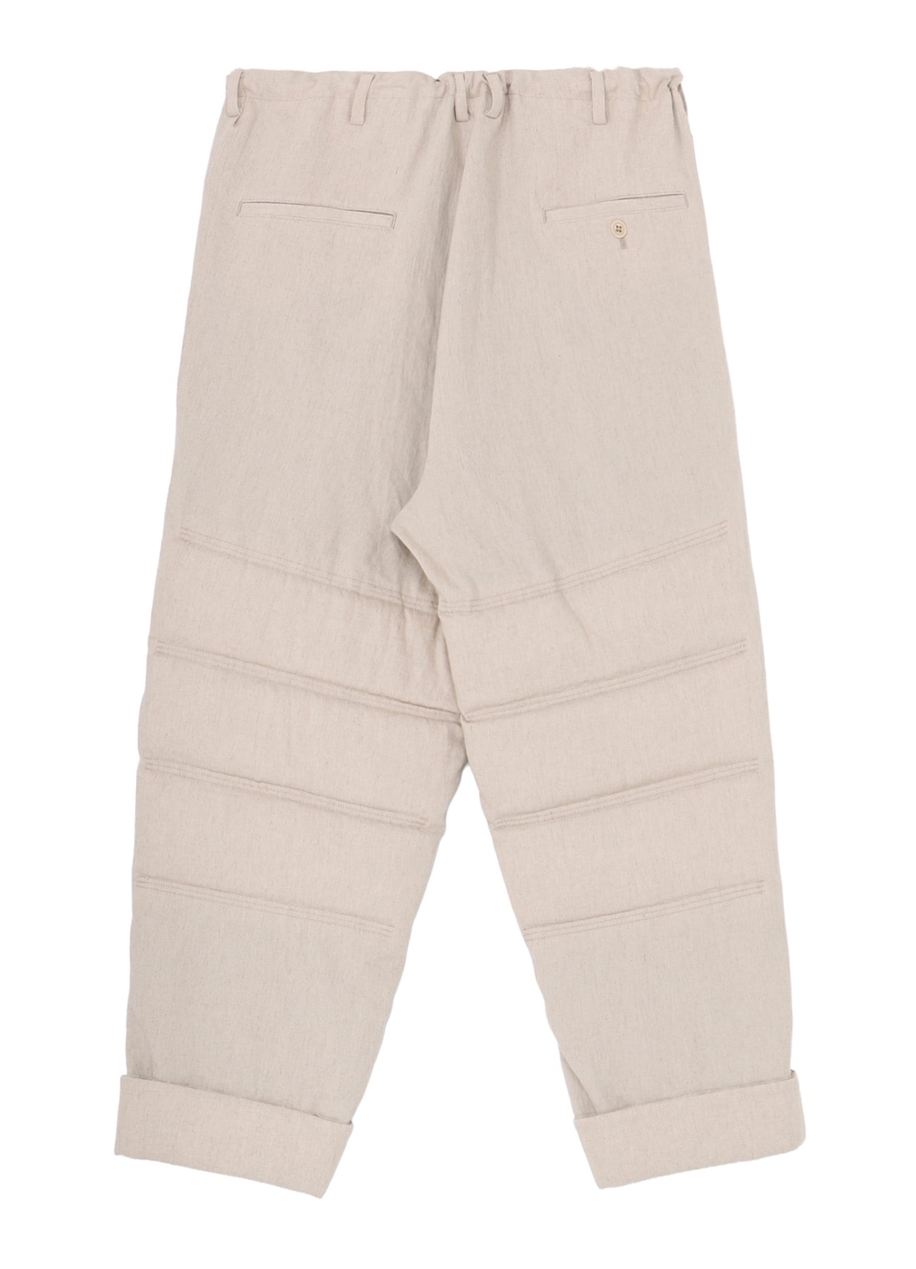 LINEN/COTTON PLAID HORIZONTAL PADDED PANTS