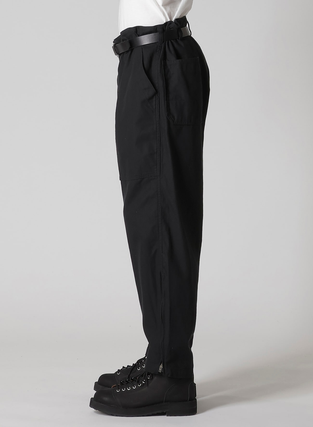 BLACK SCANDAL HERRINGBONE HEM ZIP PAINTER PANTS