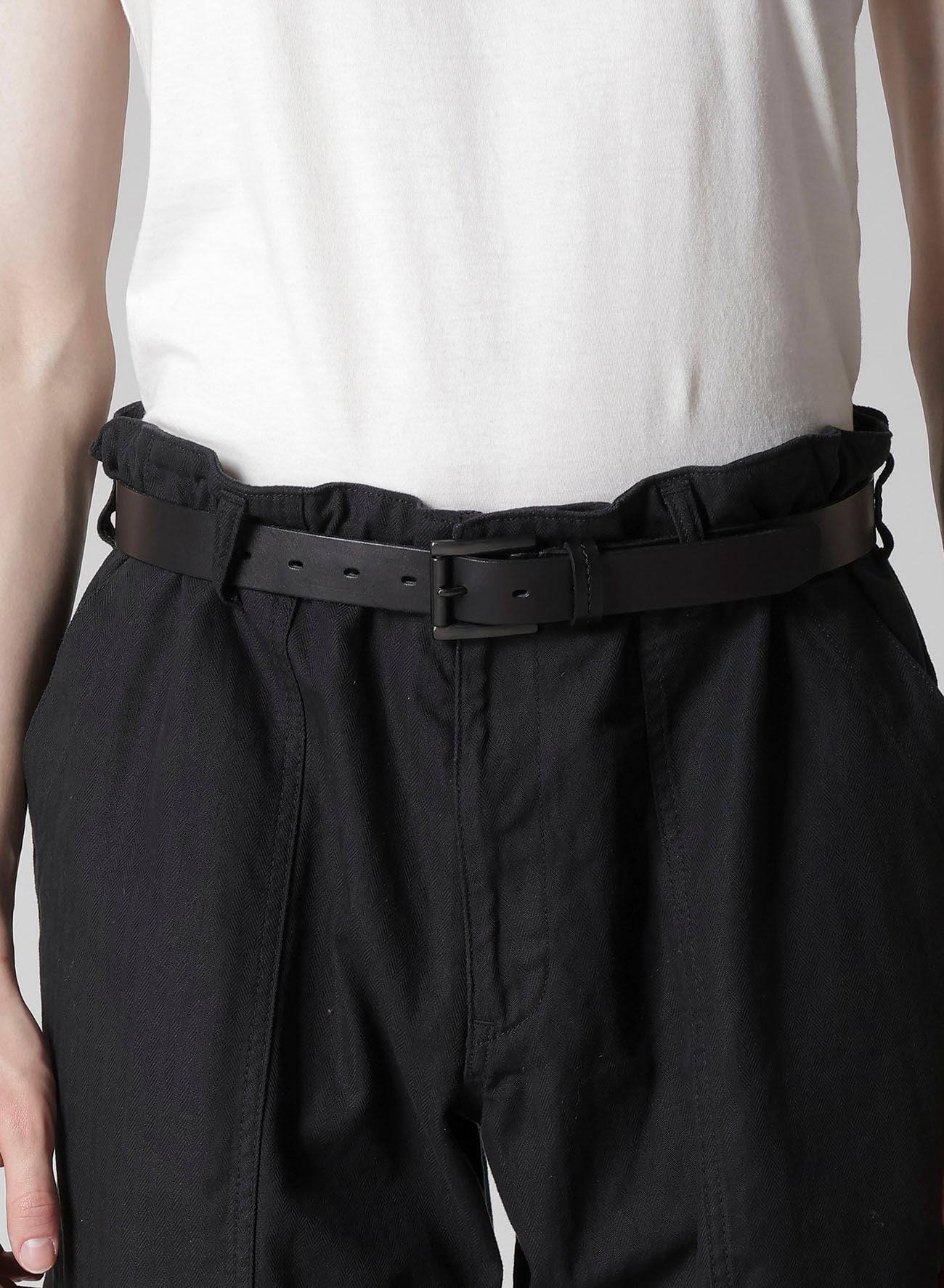 BS HERRINGBONE HEM ZIP PAINTER PANTS(S Black): Yohji