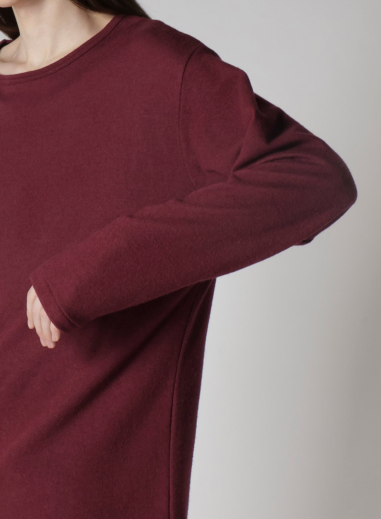 SUPER 120 WOOL SINGLE JERSEY ROUND NECK LS TEE