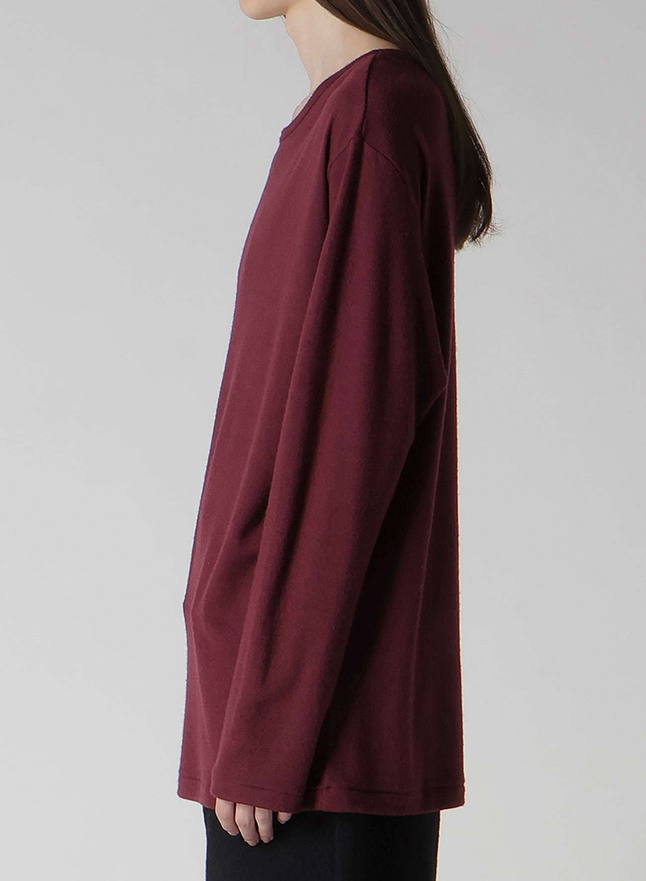 SUPER 120 WOOL SINGLE JERSEY ROUND NECK LS TEE