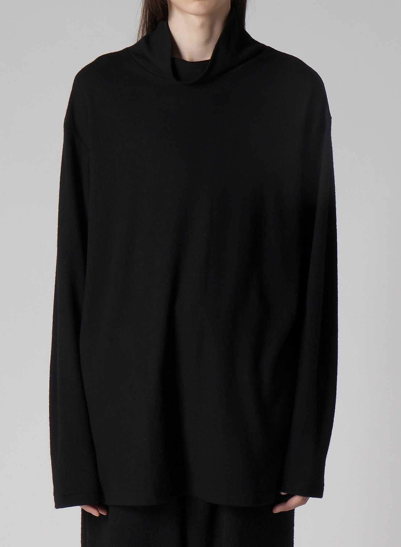 SUPER 120 WOOL SINGLE JERSEY TURTLE NECK LS TEE