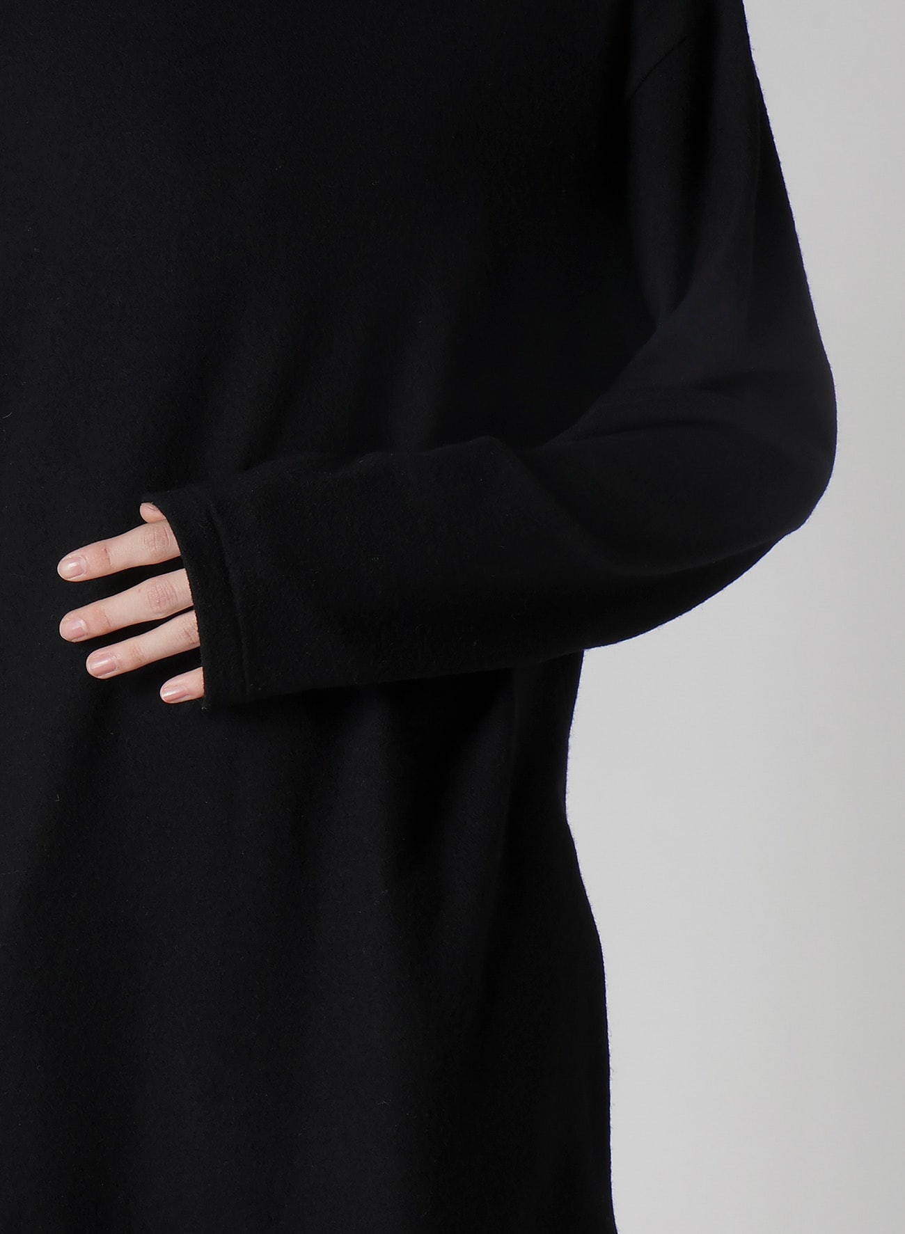 SUPER 120 WOOL SINGLE JERSEY TURTLE NECK LS TEE